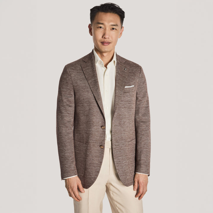 Brown Cotton-Linen Hampton Contemporary Fit Comfortwear Sport Jacket - Jack Victor