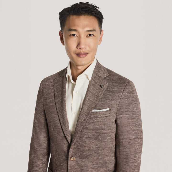 Brown Cotton-Linen Hampton Contemporary Fit Comfortwear Sport Jacket - Jack Victor