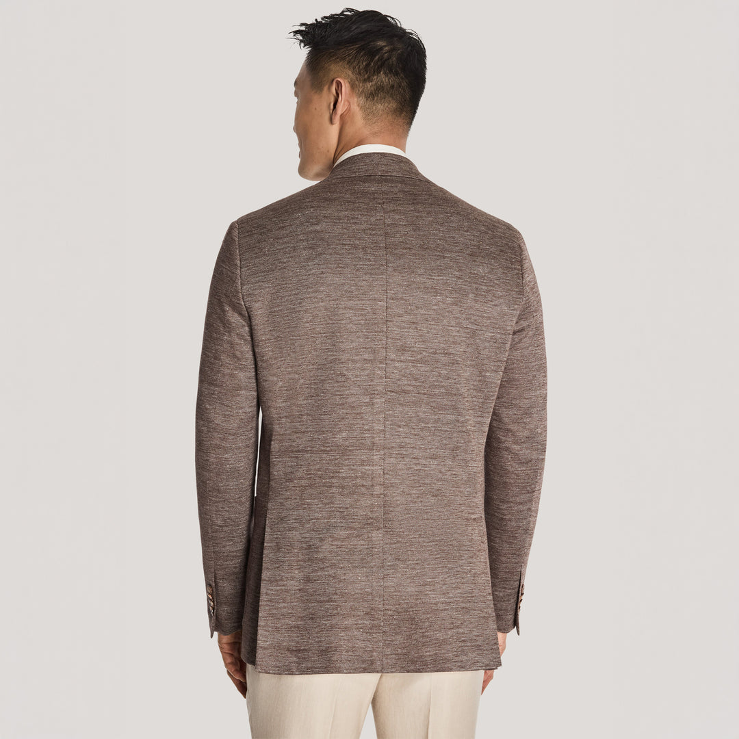 Brown Cotton-Linen Hampton Contemporary Fit Comfortwear Sport Jacket - Jack Victor