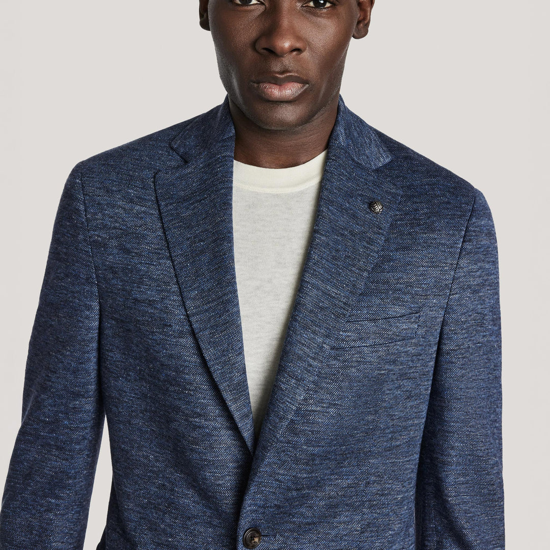 Blue Mélange Linen/Wool/Silk Hartford Contemporary Fit Sport Jacket - Jack Victor