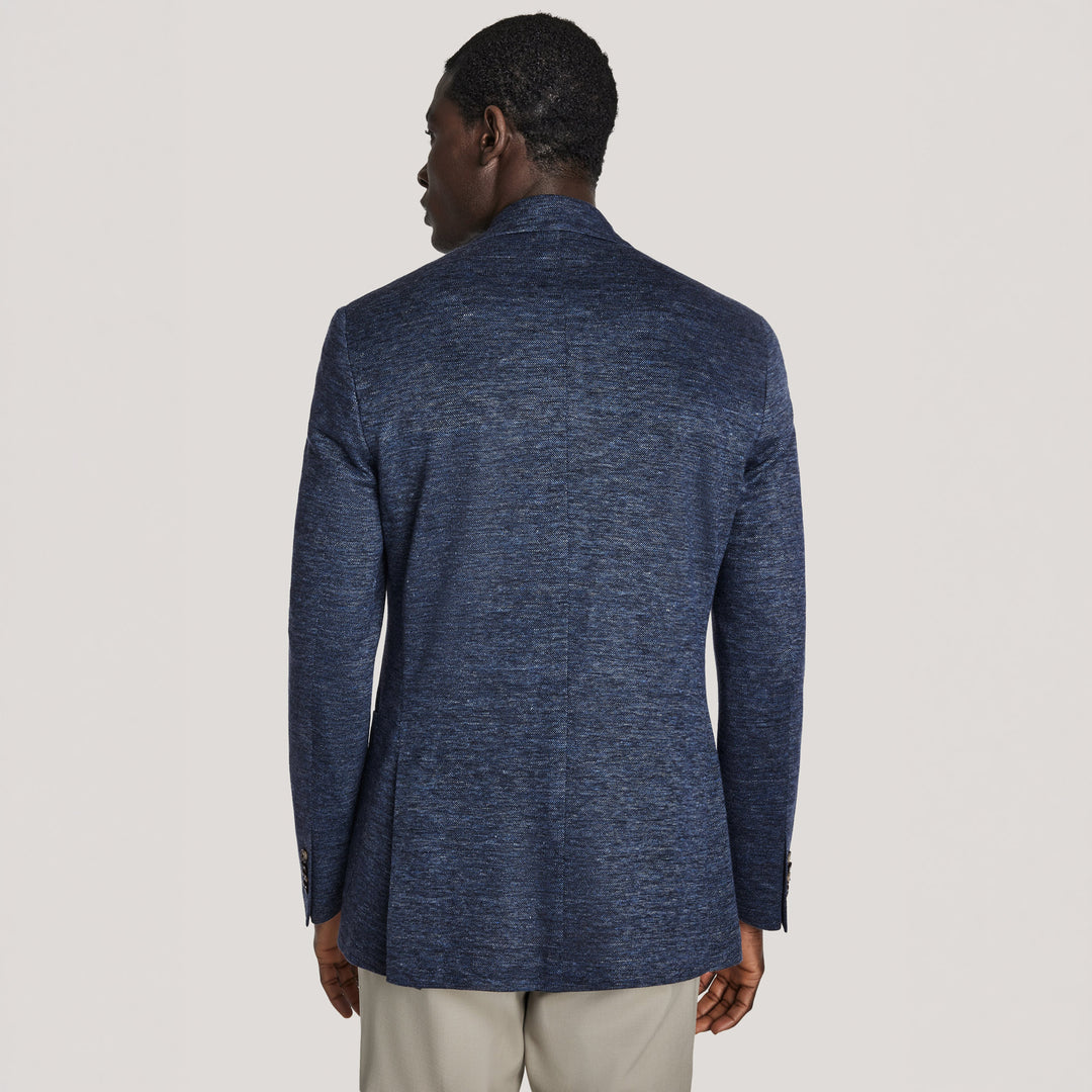 Blue Mélange Linen/Wool/Silk Hartford Contemporary Fit Sport Jacket - Jack Victor