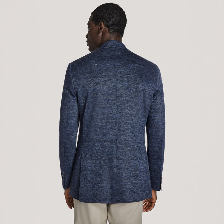 Blue Mélange Linen/Wool/Silk Hartford Contemporary Fit Sport Jacket - Jack Victor