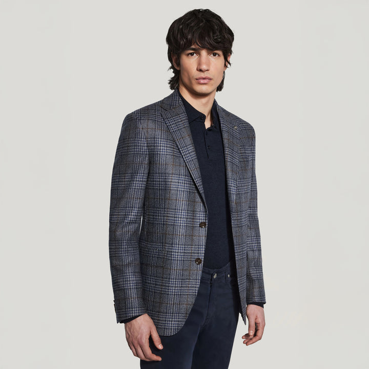 Blue Wool-Silk McAllen Contemporary Fit Sport Jacket - Jack Victor - Boutique Jacques International