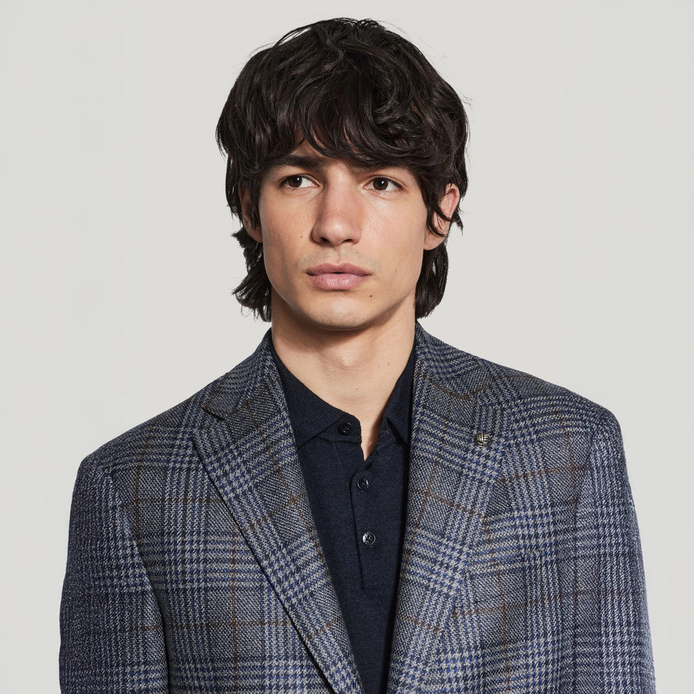 Blue Wool-Silk McAllen Contemporary Fit Sport Jacket - Jack Victor - Boutique Jacques International