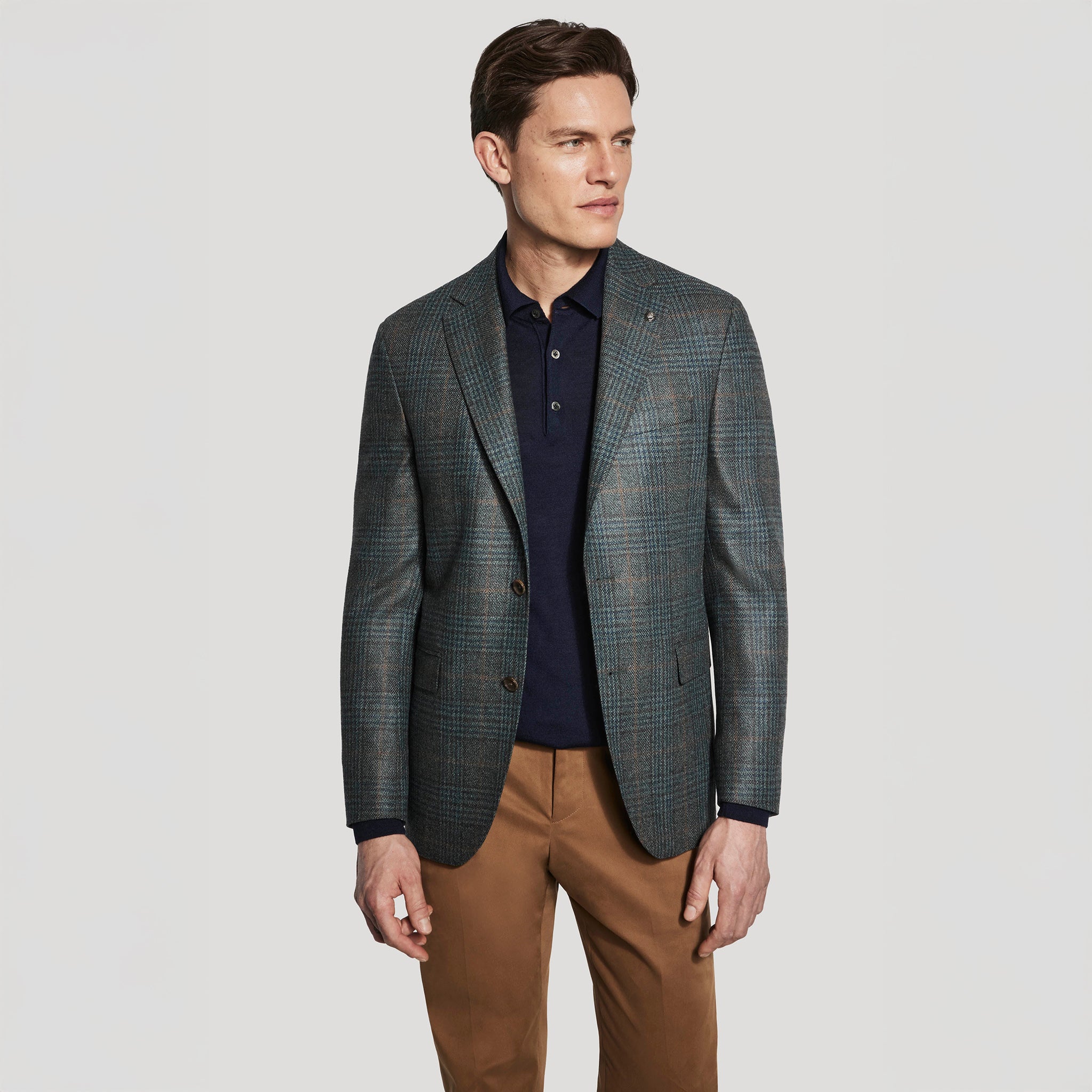 Green Plaid Wool-Silk Tweed McAllen Contemporary Fit Sport Jacket - Jack Victor
