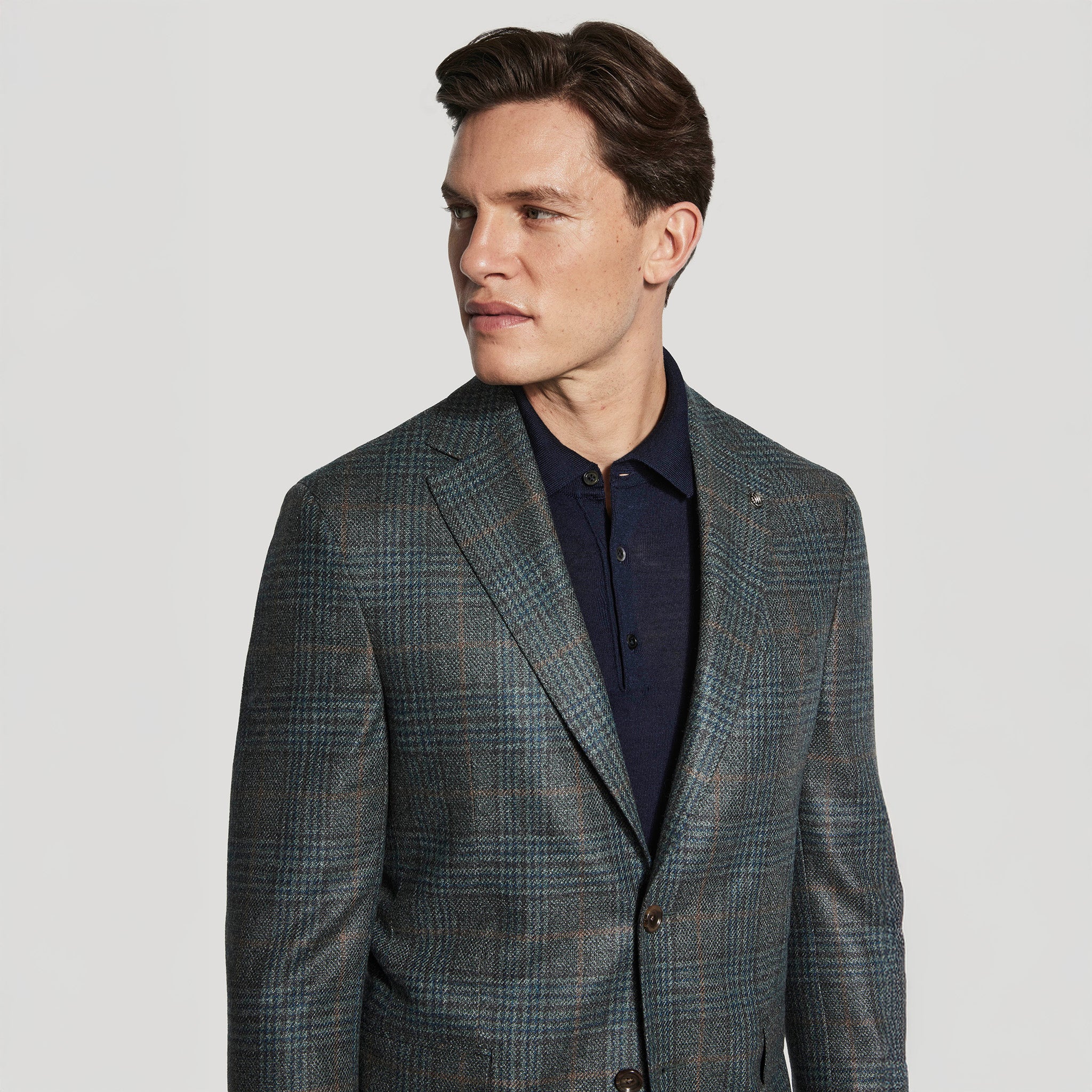Green Plaid Wool-Silk Tweed McAllen Contemporary Fit Sport Jacket - Jack Victor