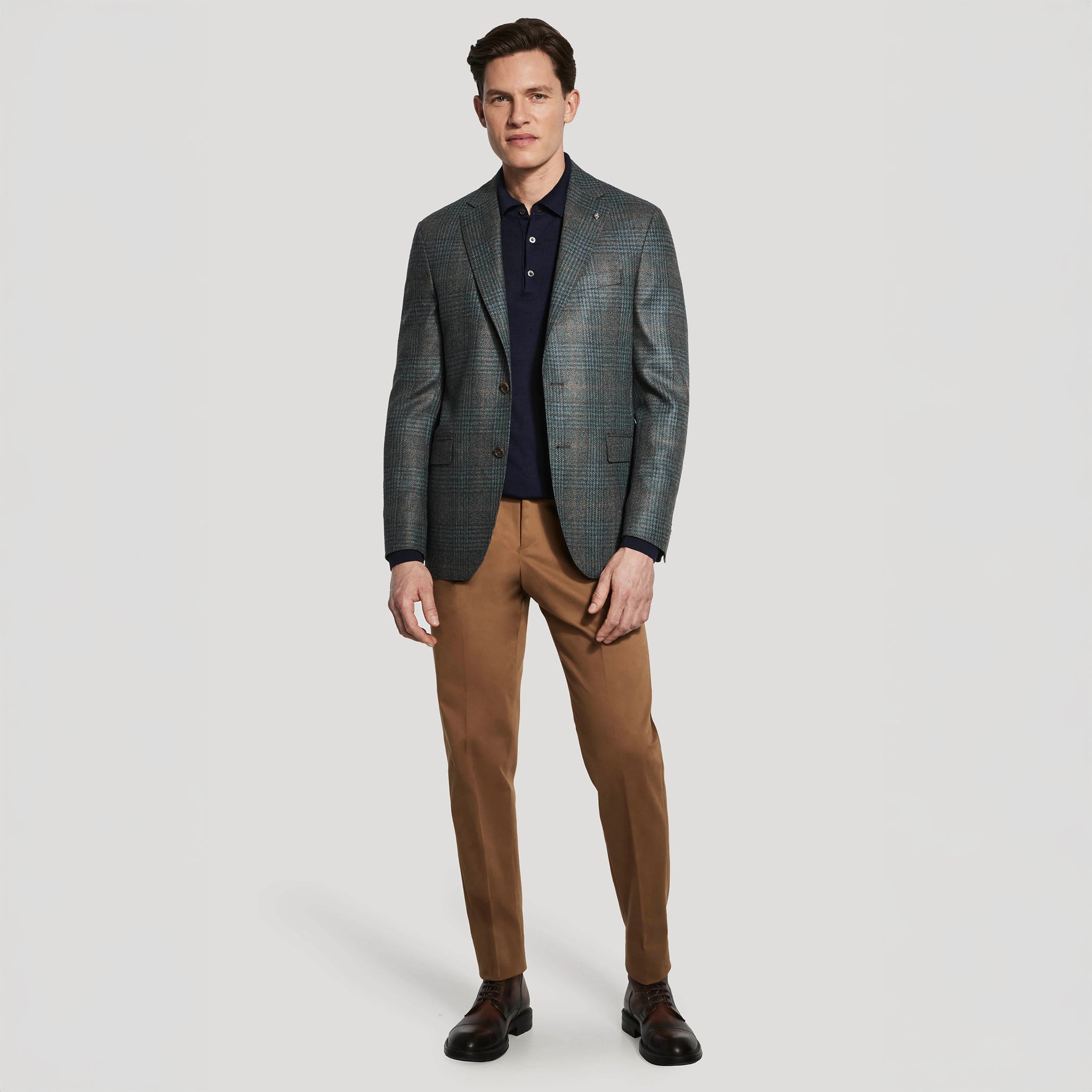 Green Plaid Wool-Silk Tweed McAllen Contemporary Fit Sport Jacket - Jack Victor