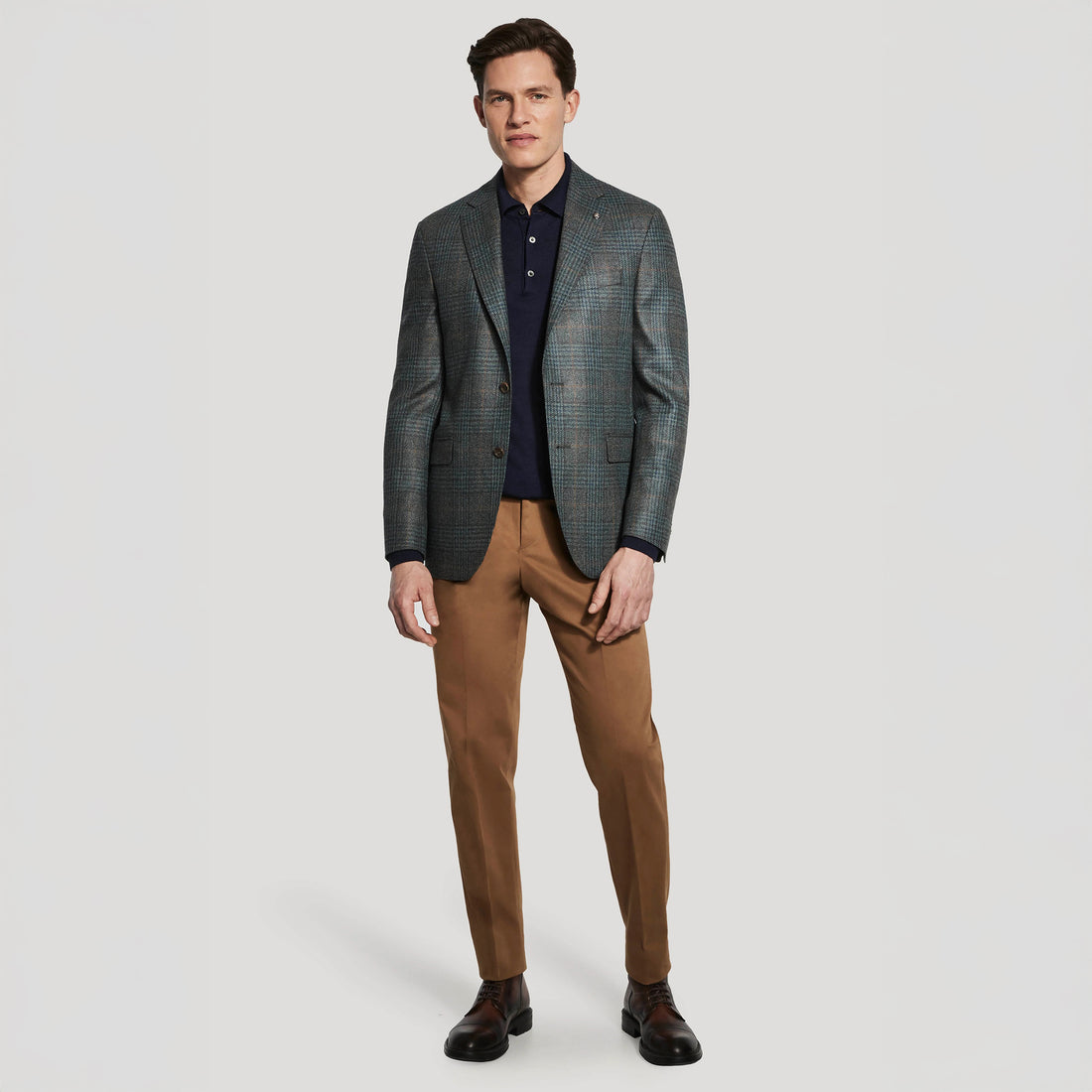 Green Plaid Wool-Silk Tweed McAllen Contemporary Fit Sport Jacket - Jack Victor