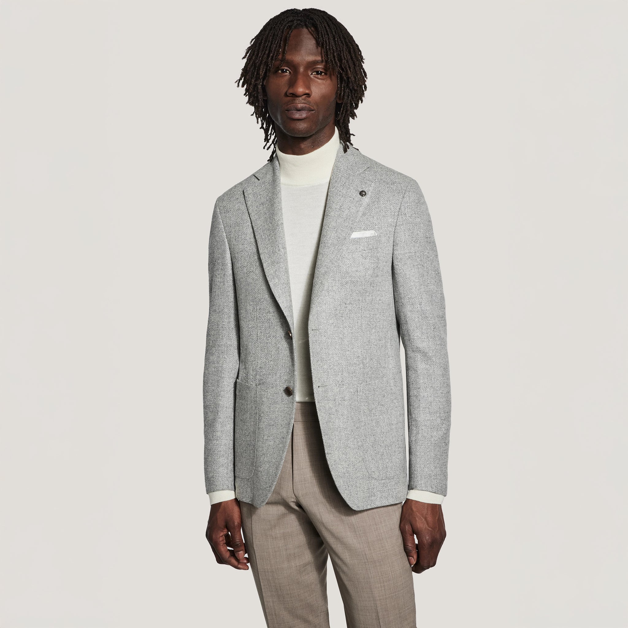 Gray Mélange Wool-Silk Myles Contemporary Fit Sport Jacket - Jack Victor 1913
