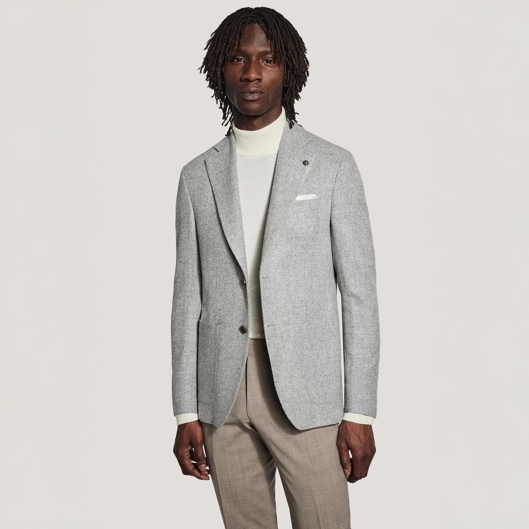 Gray Mélange Wool-Silk Myles Contemporary Fit Sport Jacket - Jack Victor 1913