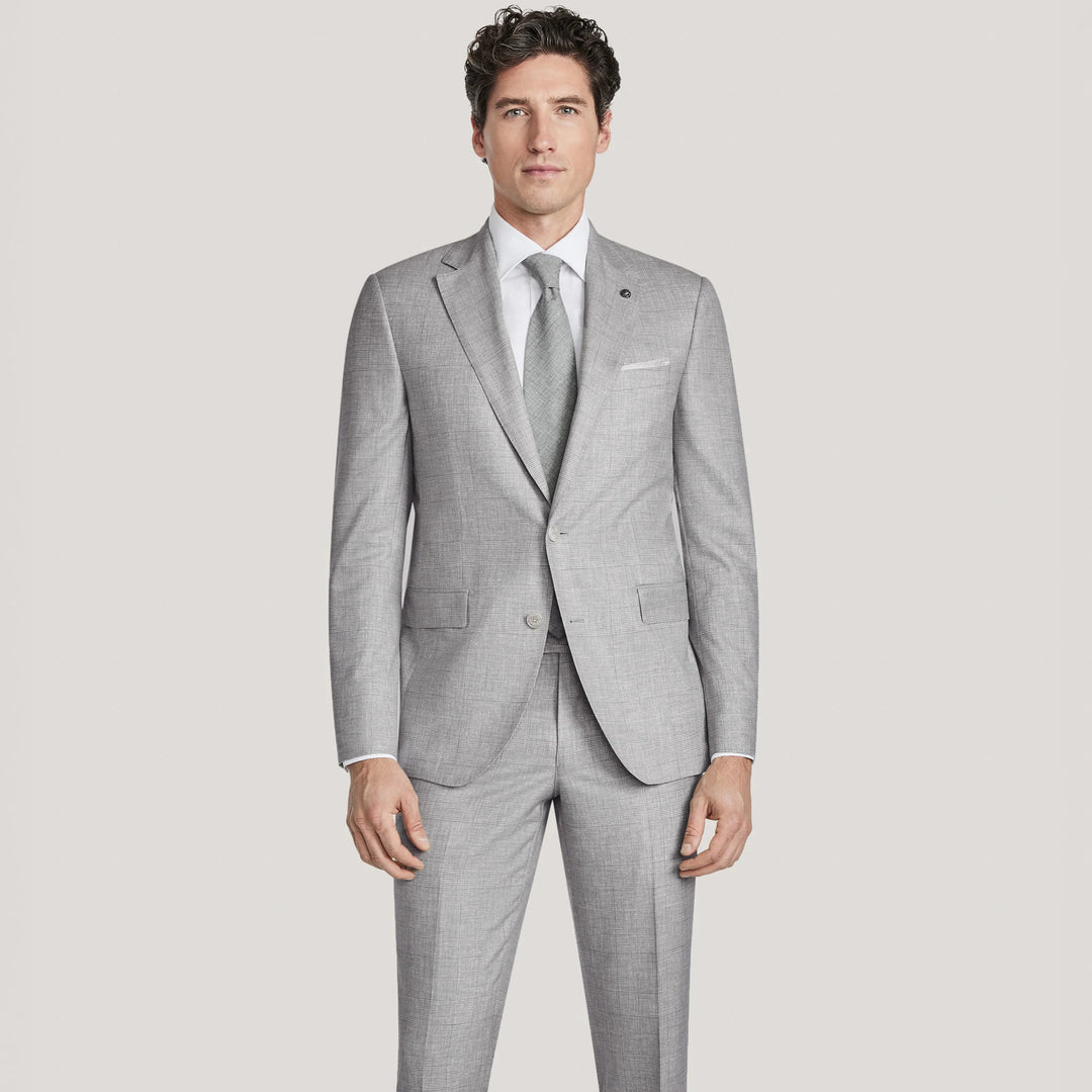 Gray Prince-of-Wales Super 150's Wool Mason Contemporary Fit Suit - Jack Victor 1913