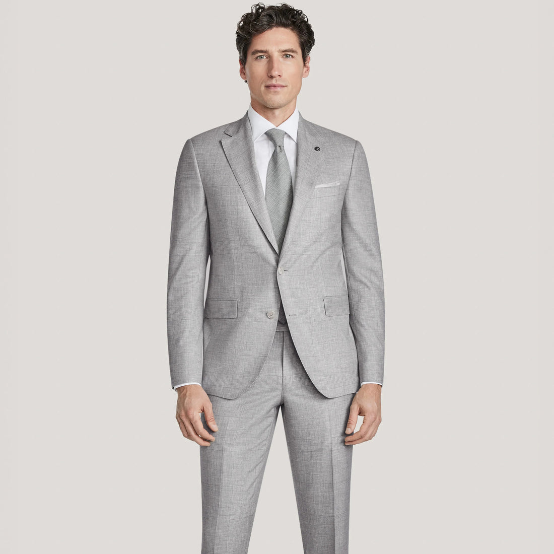 Gray Prince-of-Wales Super 150's Wool Mason Contemporary Fit Suit - Jack Victor 1913