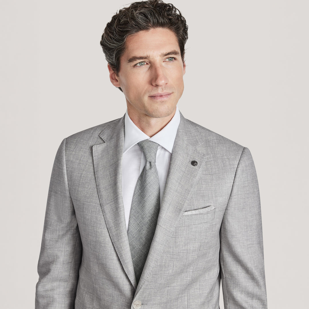 Gray Prince-of-Wales Super 150's Wool Mason Contemporary Fit Suit - Jack Victor 1913
