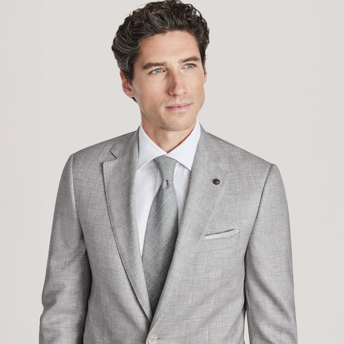 Gray Prince-of-Wales Super 150's Wool Mason Contemporary Fit Suit - Jack Victor 1913