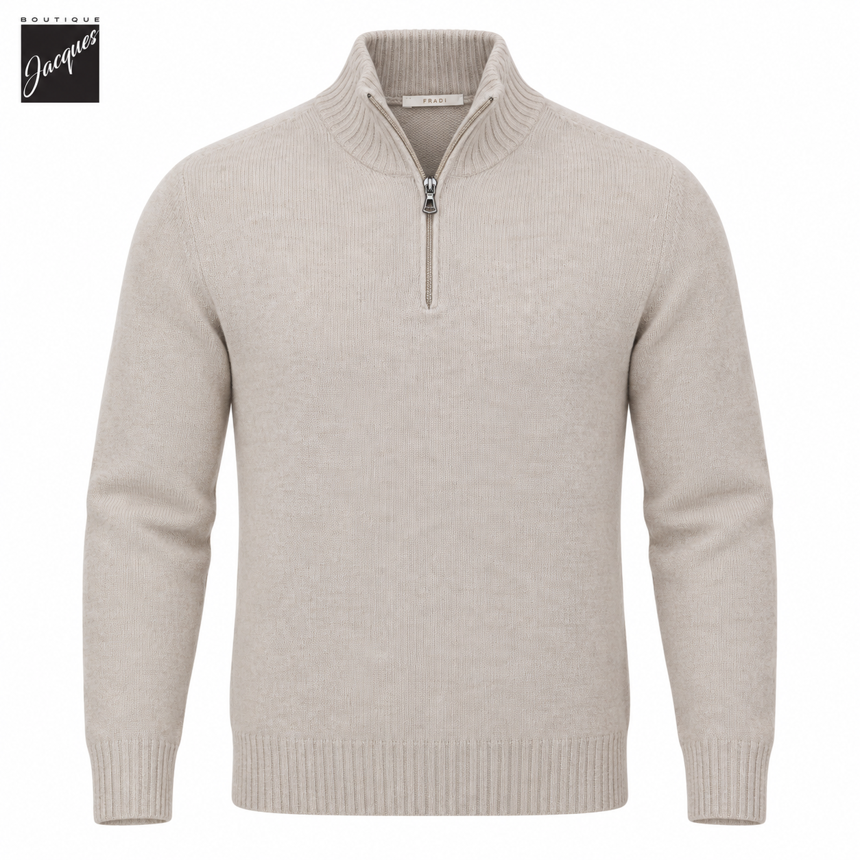 Pull demi-zip en laine aérée extra-fine Oatmeal Onix - Fradi