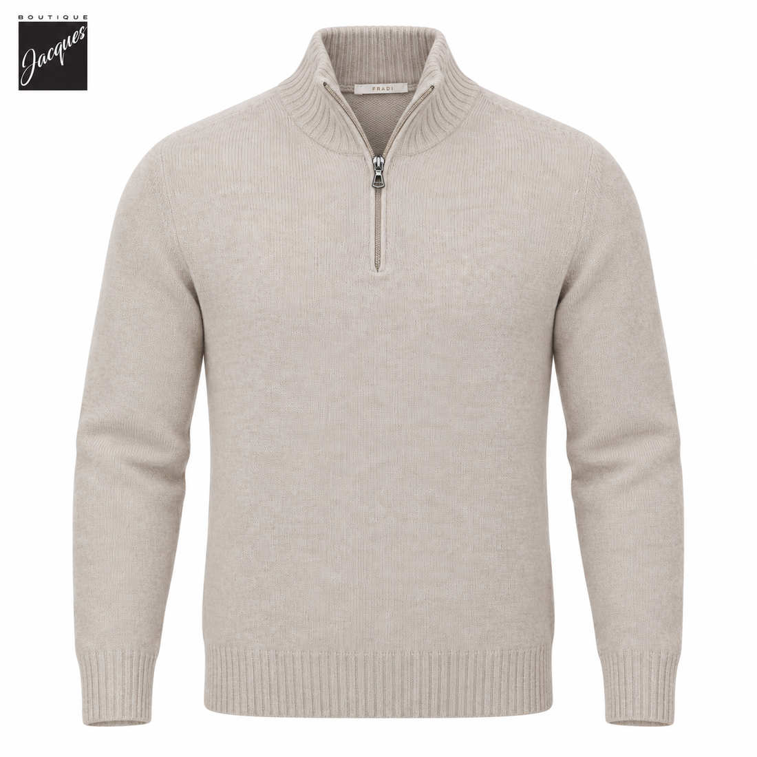 Pull demi-zip en laine aérée extra-fine Oatmeal Onix - Fradi