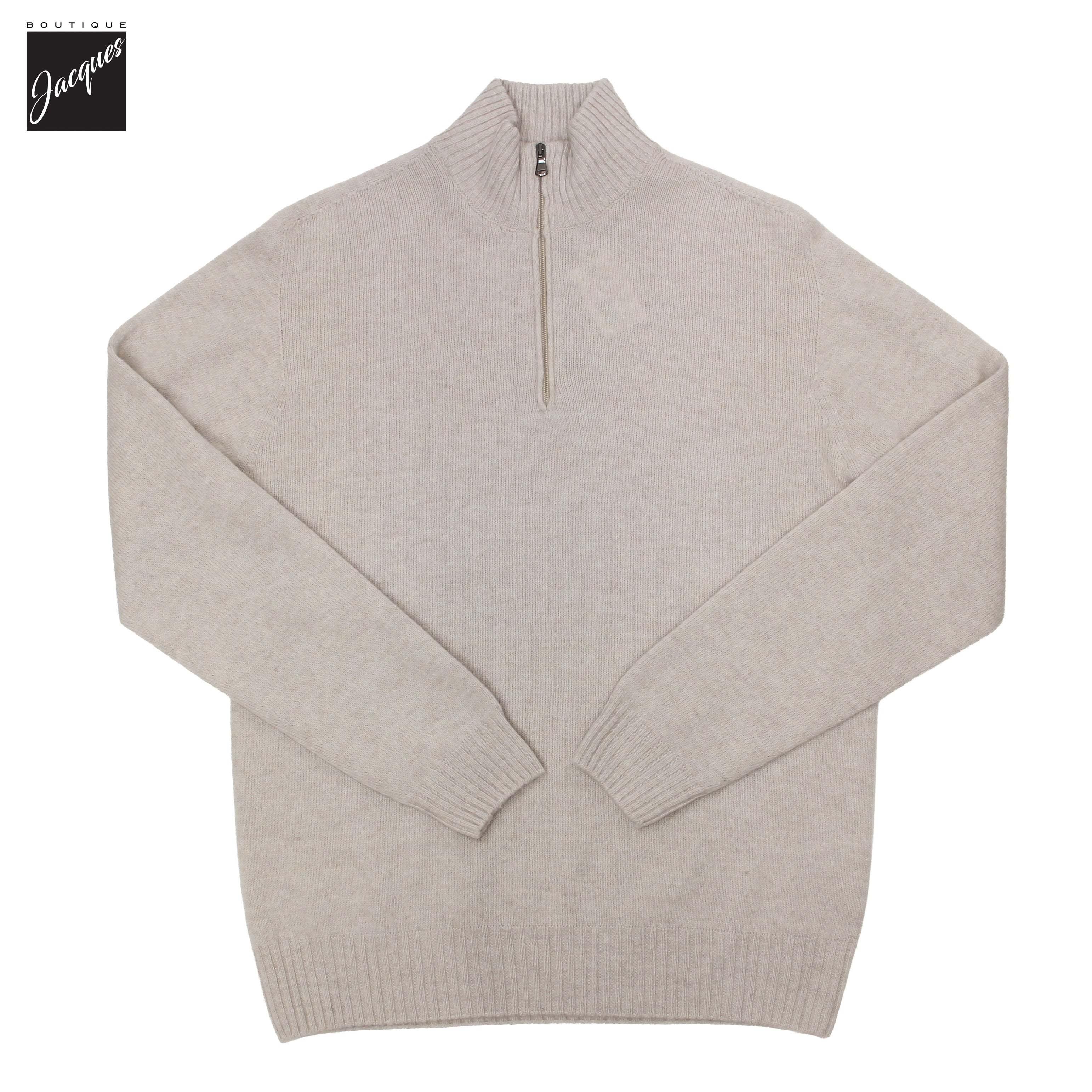 Pull demi-zip en laine aérée extra-fine Oatmeal Onix - Fradi