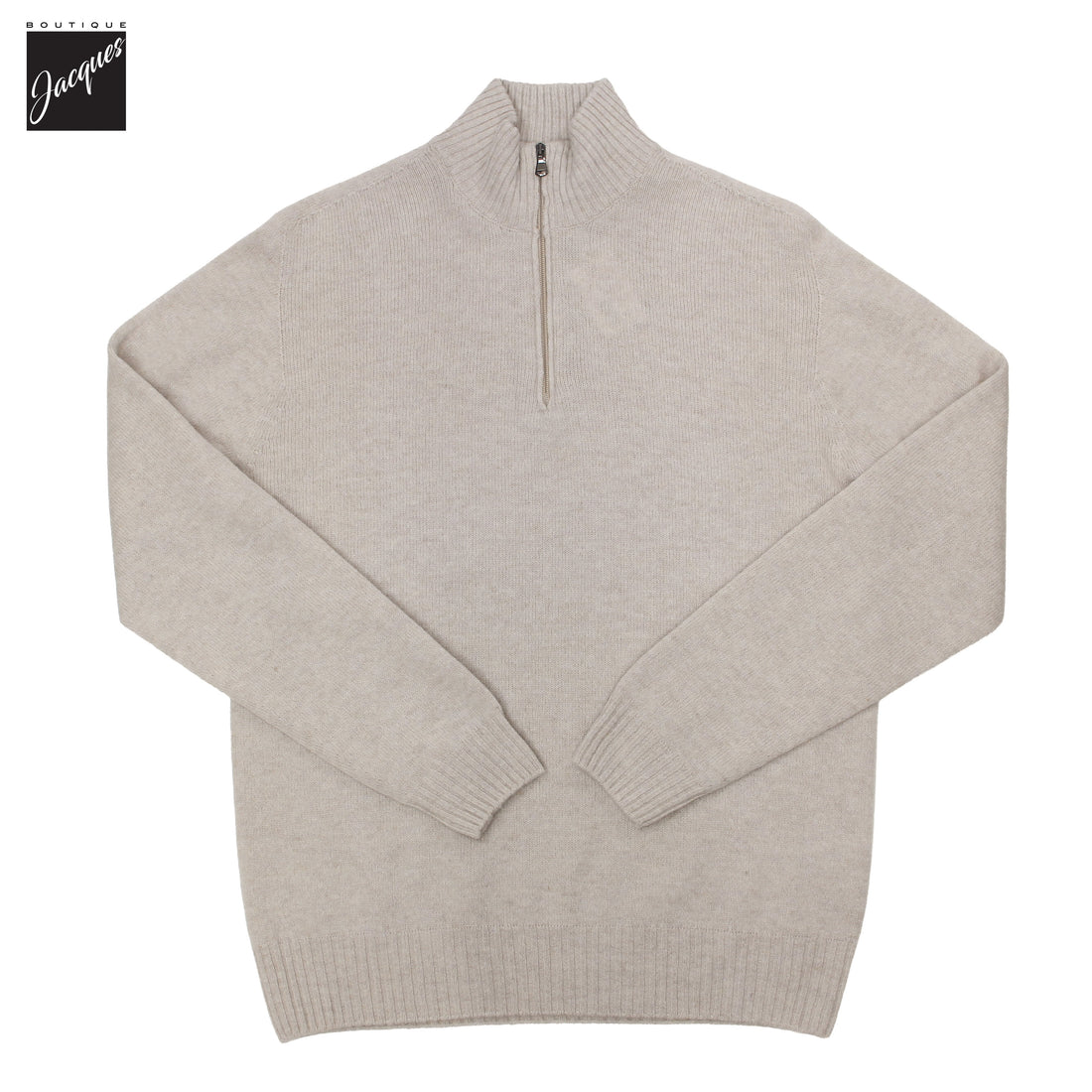 Pull demi-zip en laine aérée extra-fine Oatmeal Onix - Fradi
