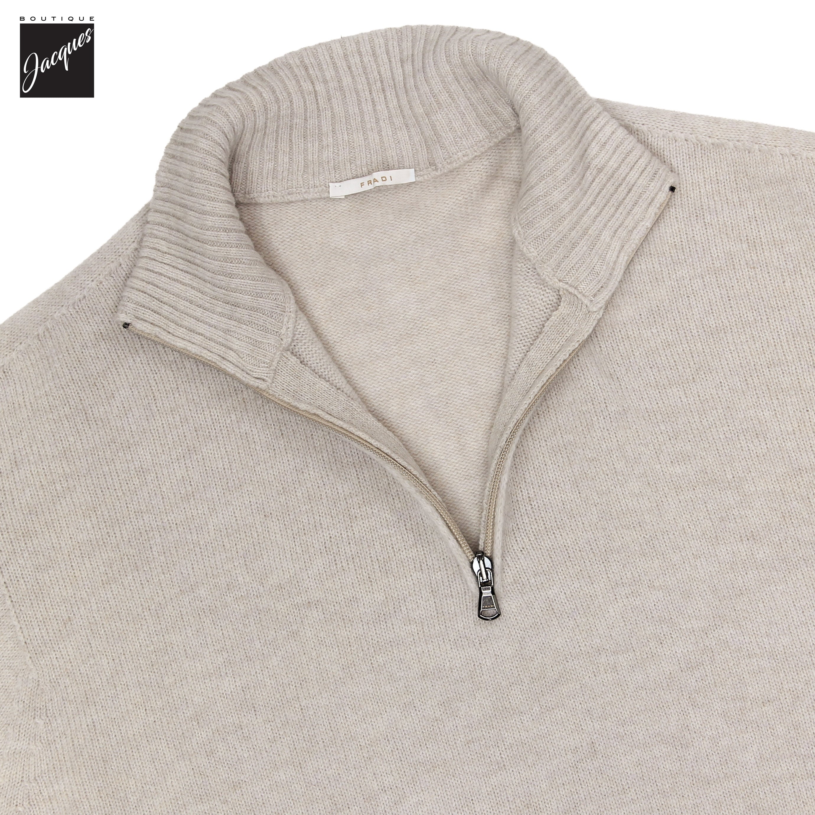 Pull demi-zip en laine aérée extra-fine Oatmeal Onix - Fradi