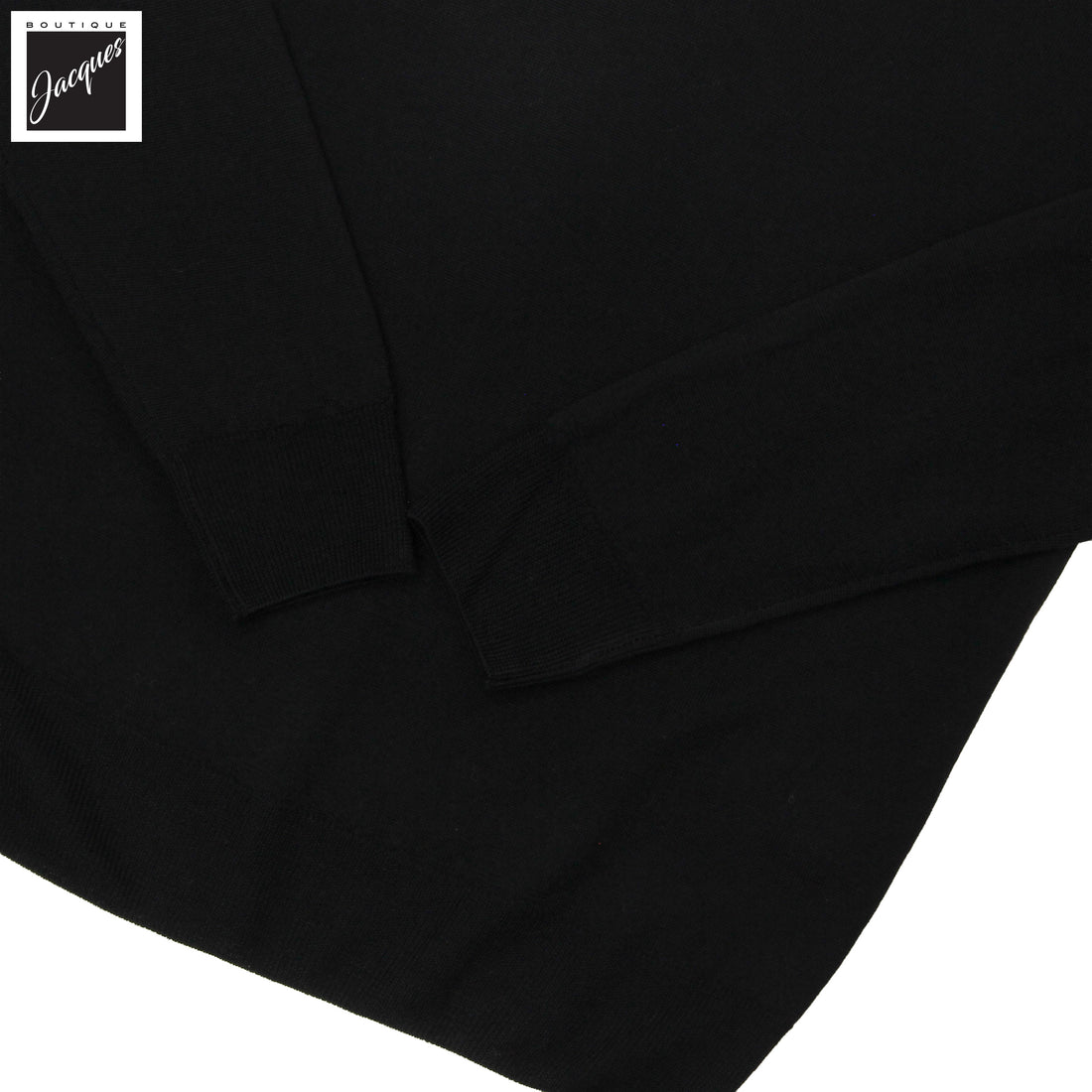 Black Extra-Fine 14 Gauge Wool Crew Neck Sweater - Fradi