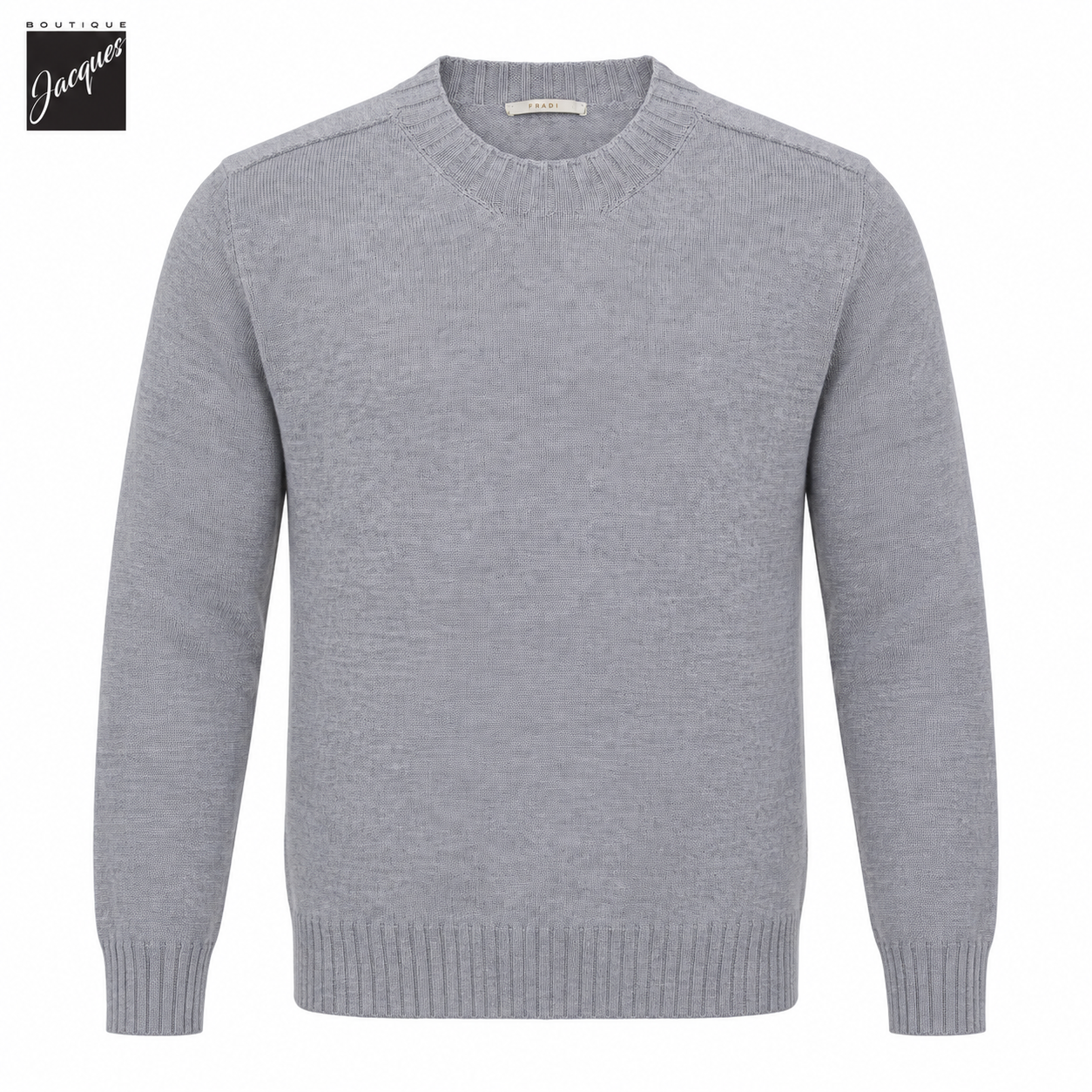 Chandail à col rond en pure laine italienne gris pâle - Fradi