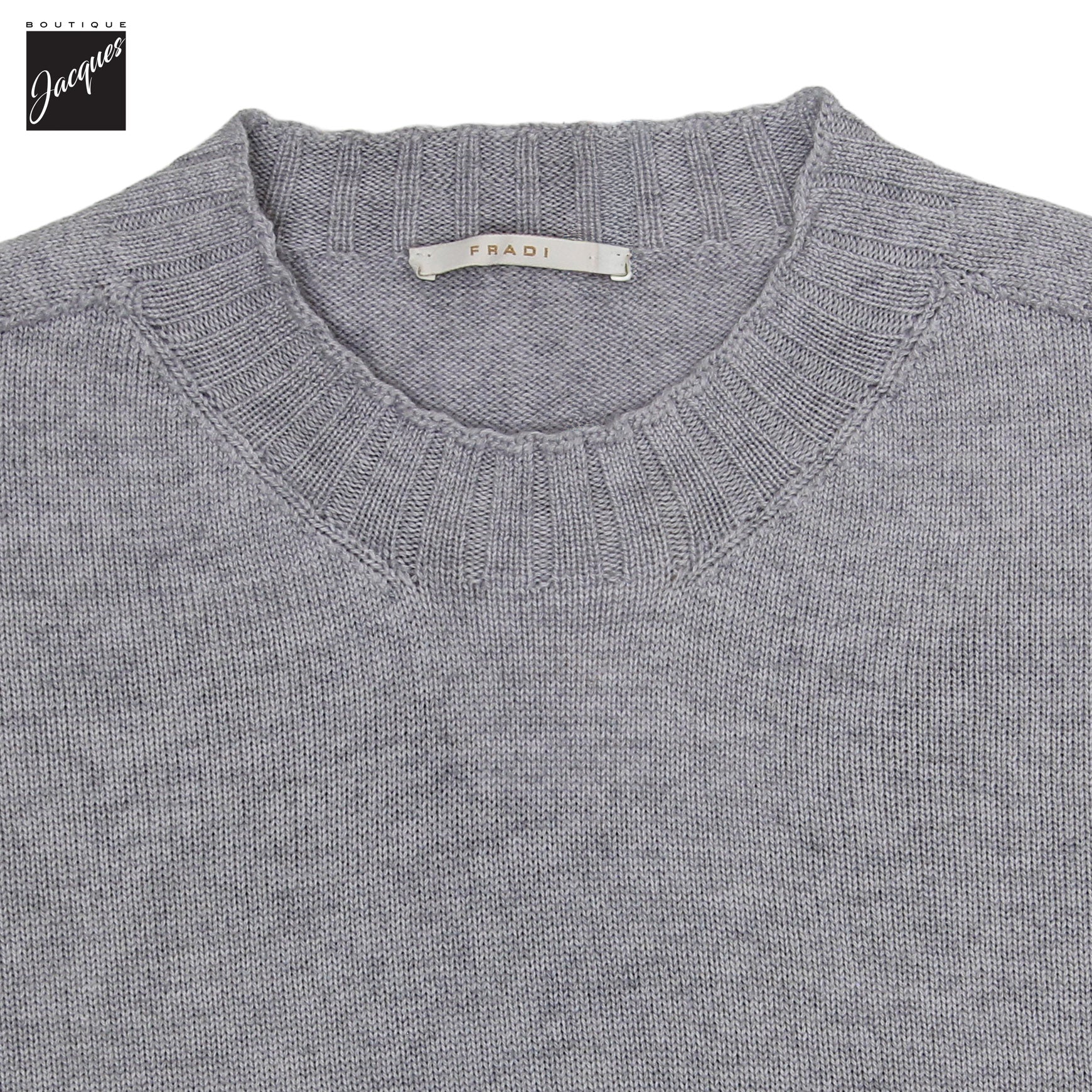 Chandail à col rond en pure laine italienne gris pâle - Fradi