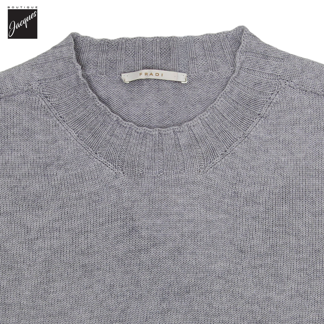 Chandail à col rond en pure laine italienne gris pâle - Fradi