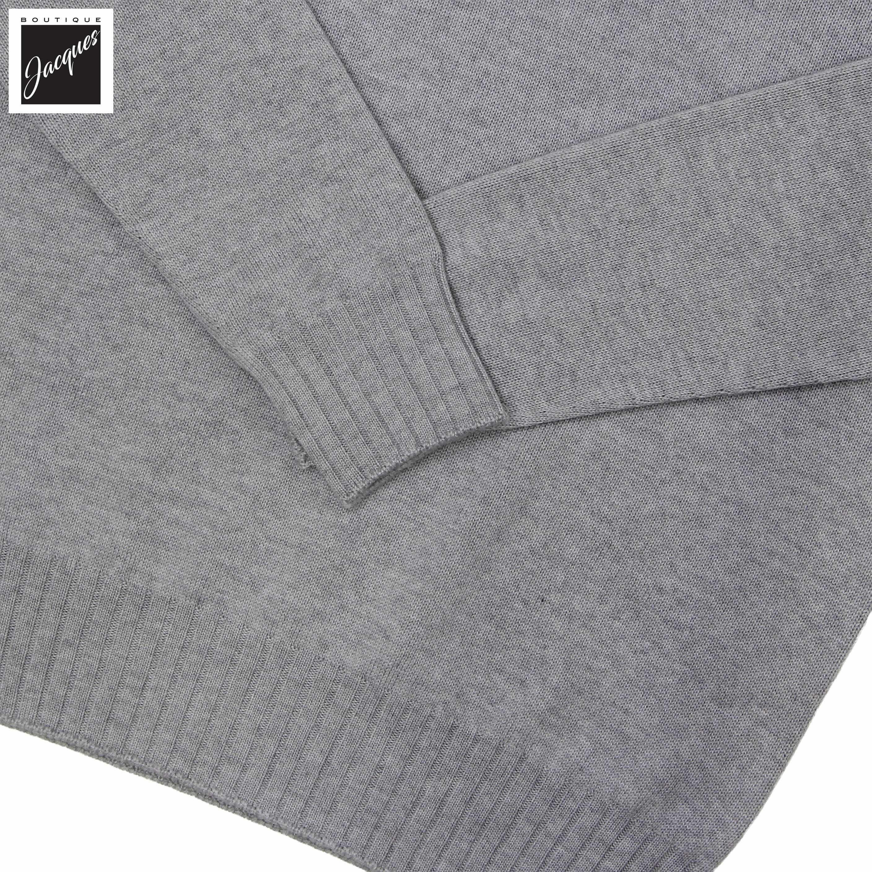 Chandail à col rond en pure laine italienne gris pâle - Fradi