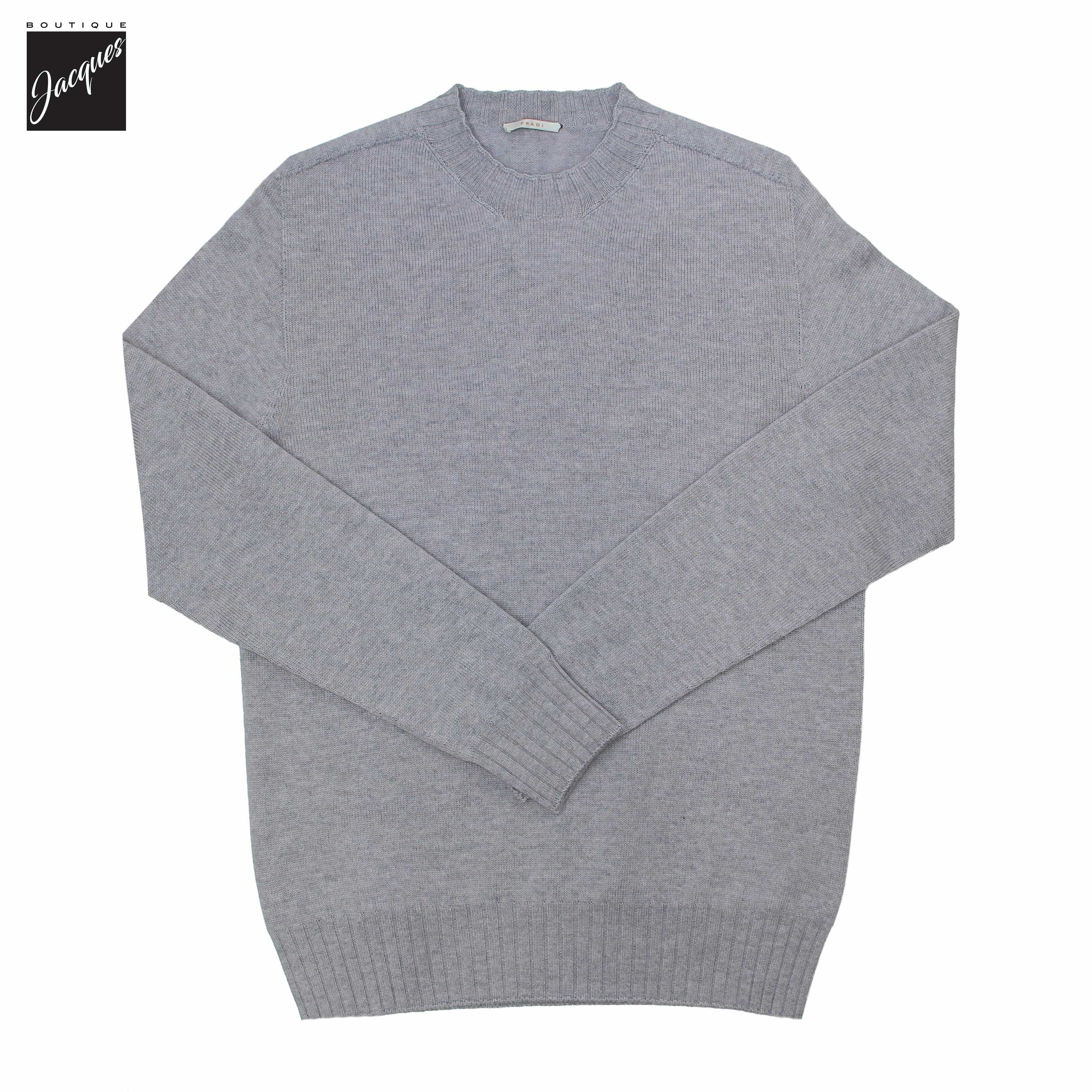 Chandail à col rond en pure laine italienne gris pâle - Fradi