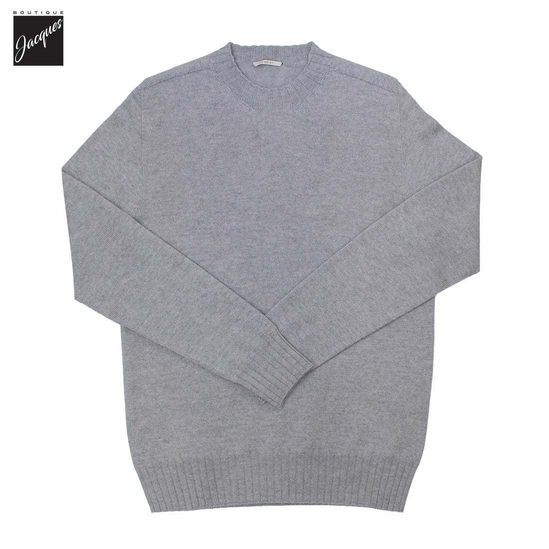 Chandail à col rond en pure laine italienne gris pâle - Fradi