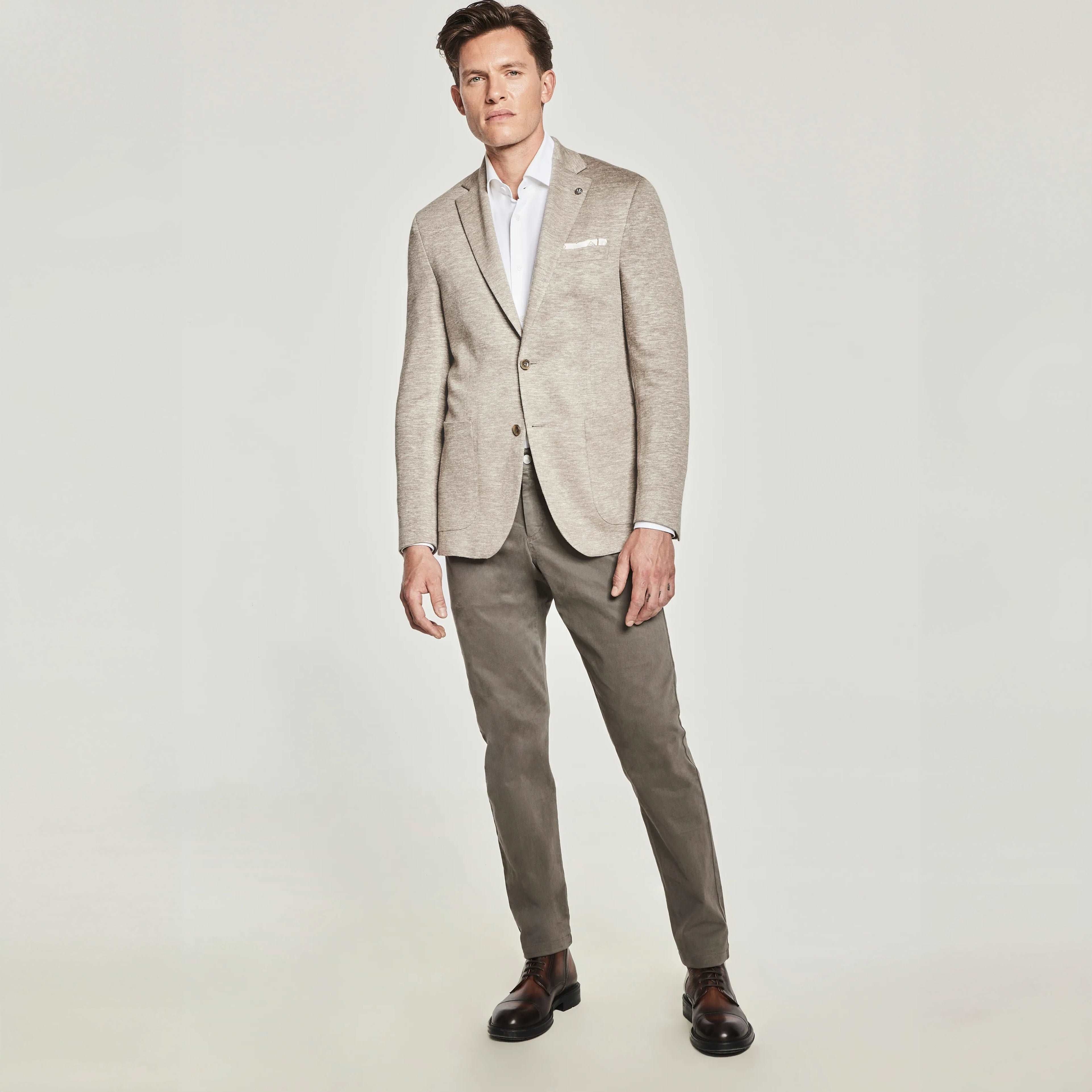 Beige Melange Hartford Contemporary Fit Unconstructed Sport Jacket - Jack Victor
