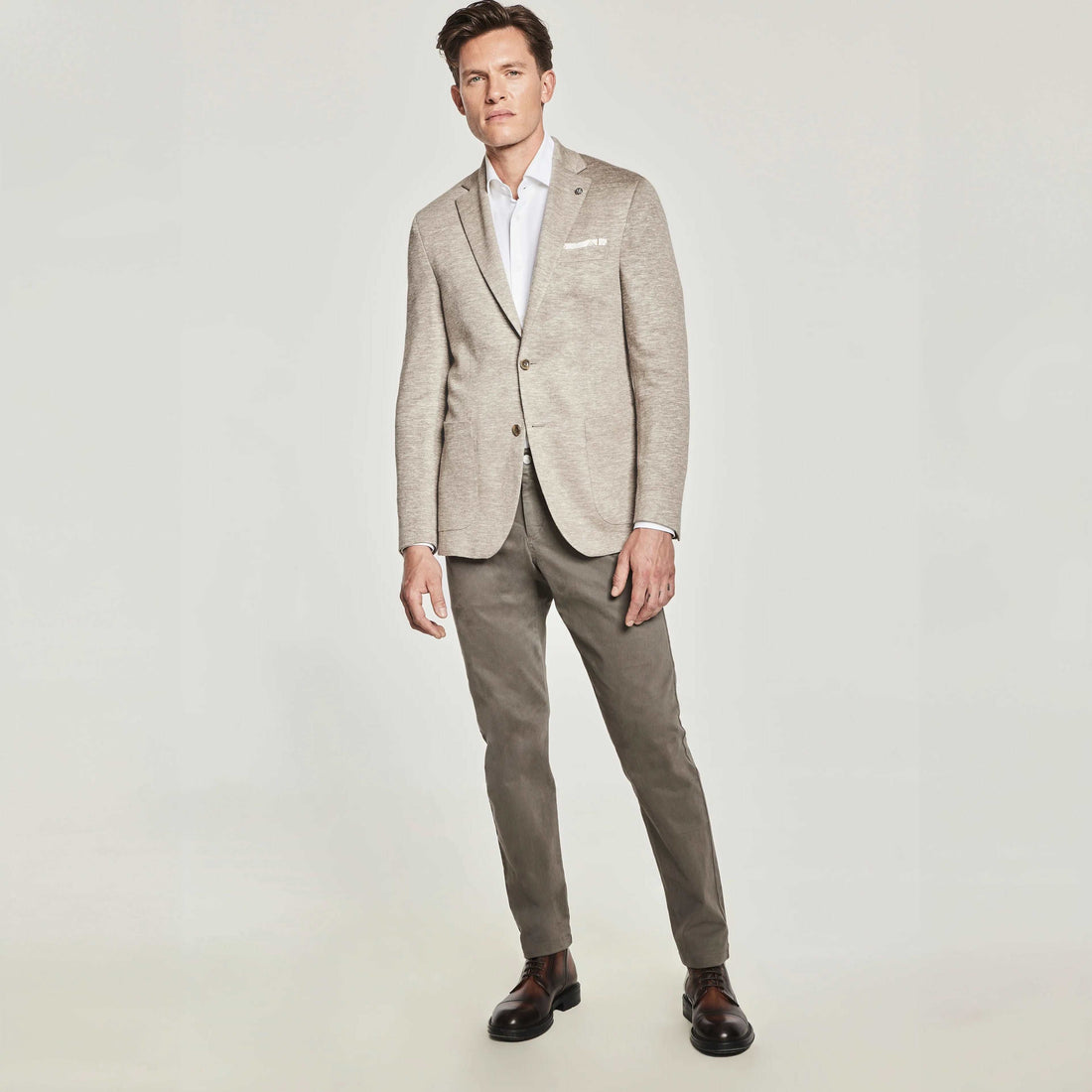 Beige Melange Hartford Contemporary Fit Unconstructed Sport Jacket - Jack Victor
