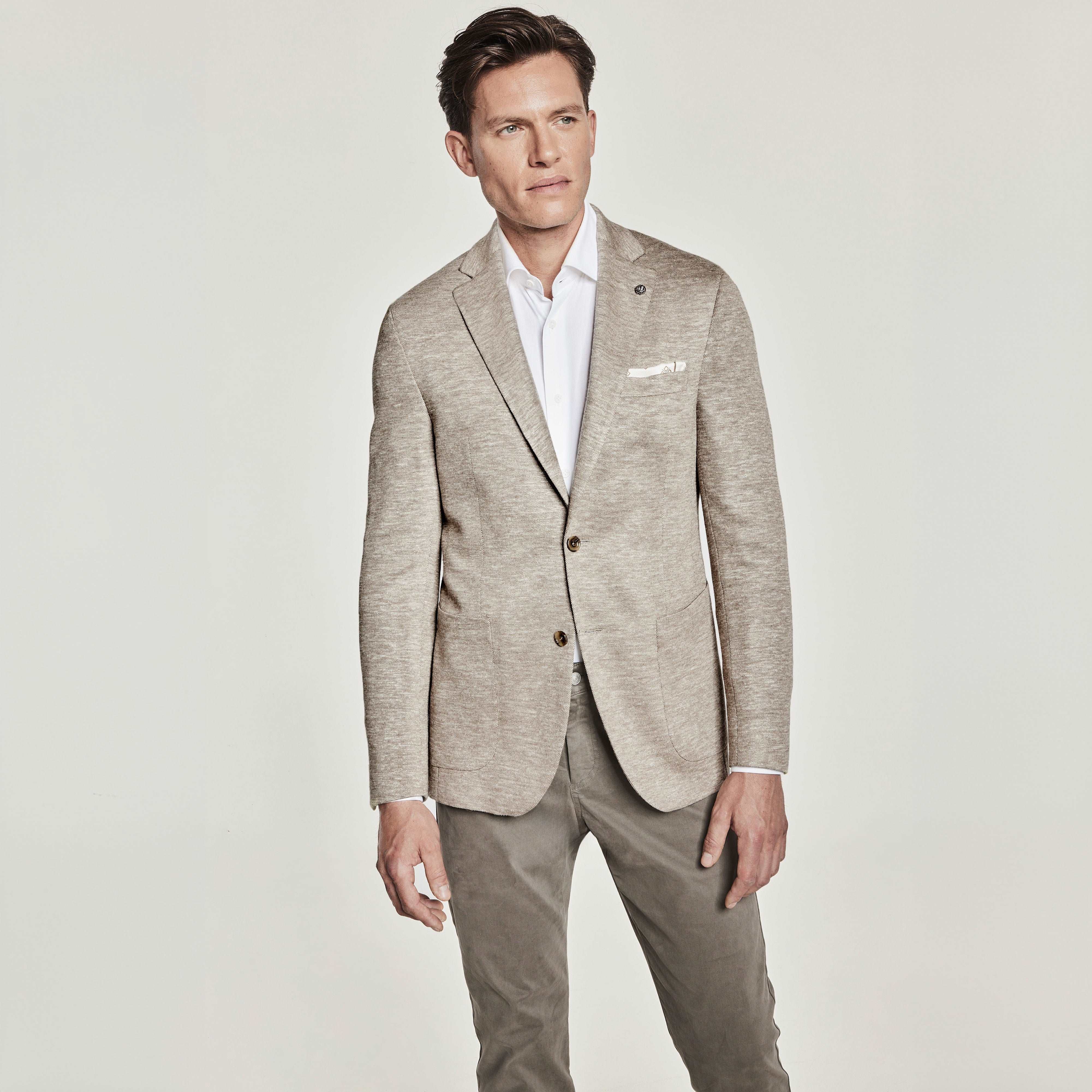 Beige Melange Hartford Contemporary Fit Unconstructed Sport Jacket - Jack Victor