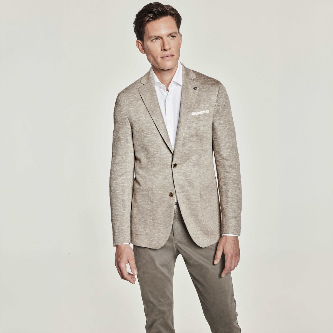 Beige Melange Hartford Contemporary Fit Unconstructed Sport Jacket - Jack Victor