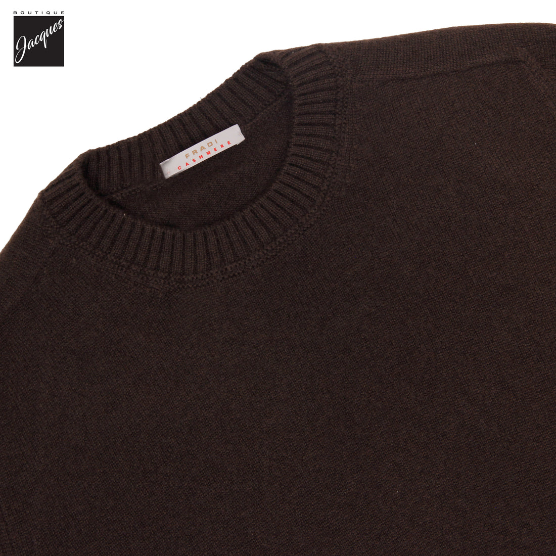 Chocolate Brown Fine Cashmere Crew Neck Sweater - Fradi