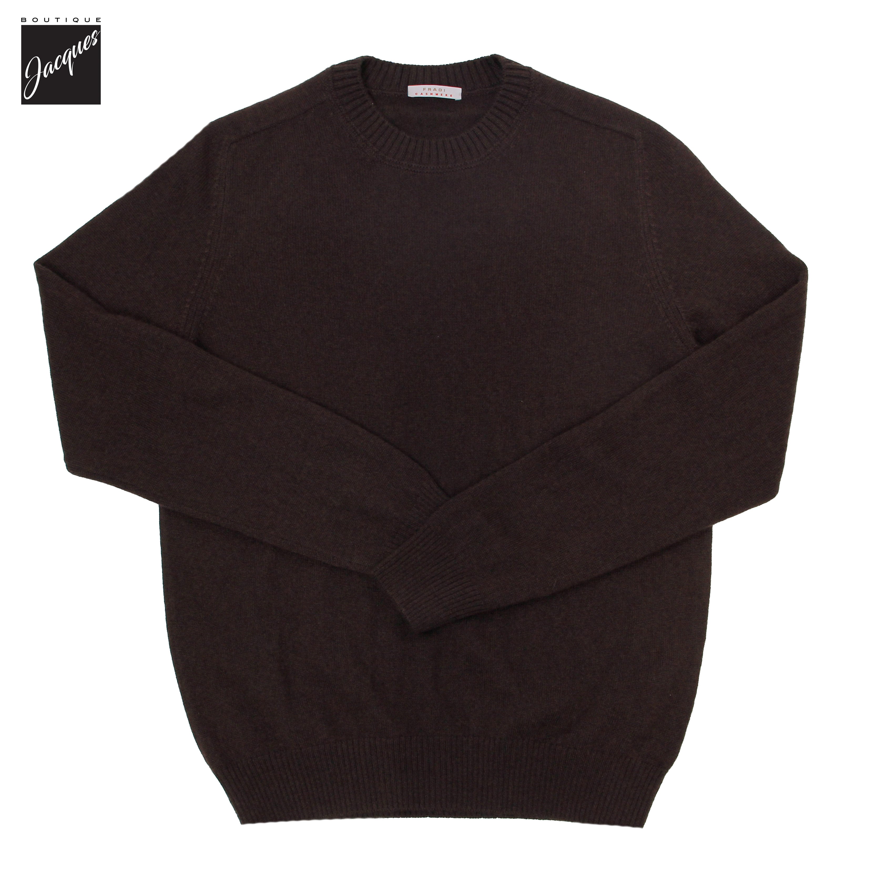 Chocolate Brown Fine Cashmere Crew Neck Sweater - Fradi