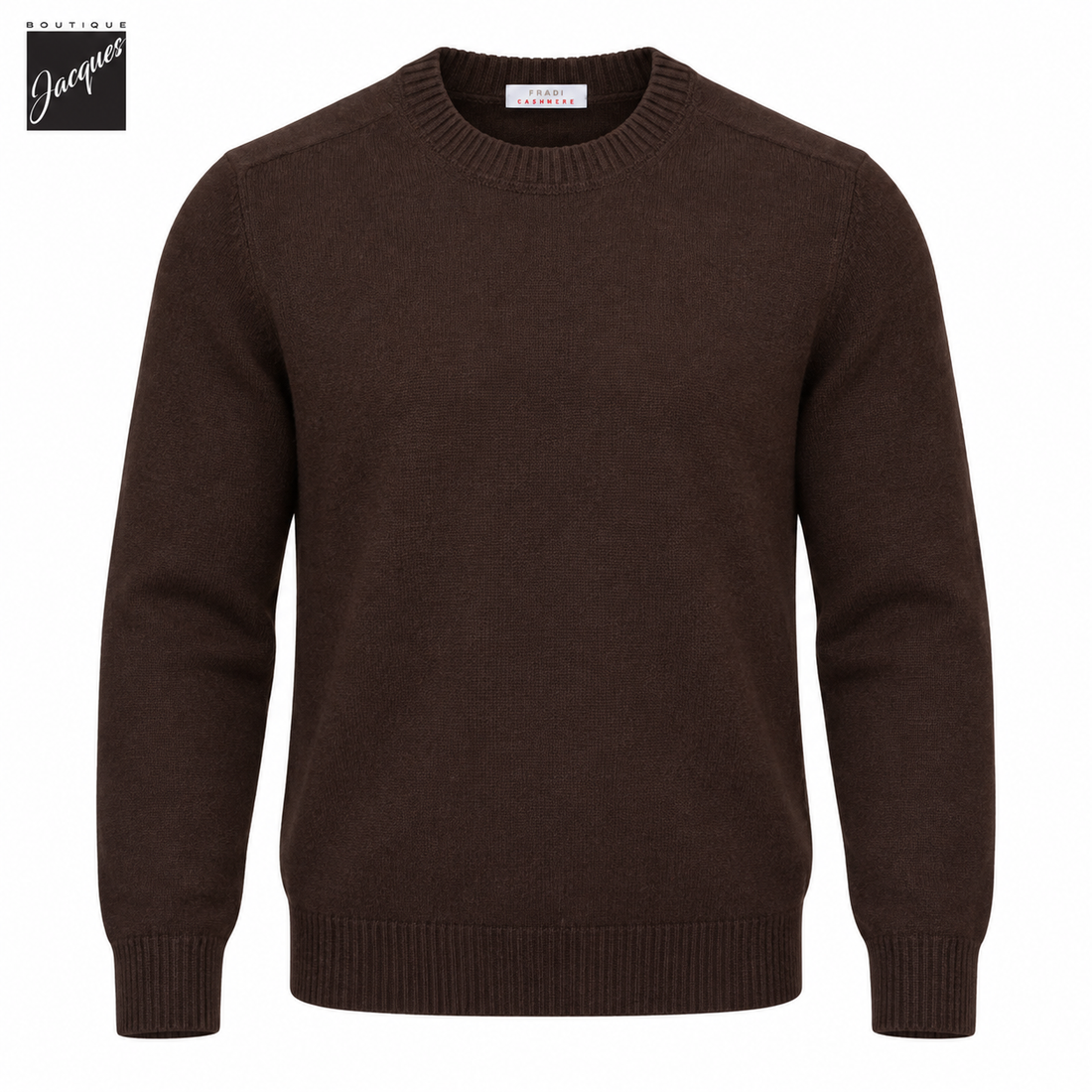 Chocolate Brown Fine Cashmere Crew Neck Sweater - Fradi