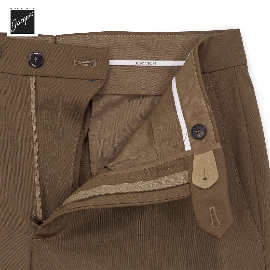 Caramel Superlight Wool-Stretch Vulcano Fit Trousers - Berwich - Boutique Jacques International