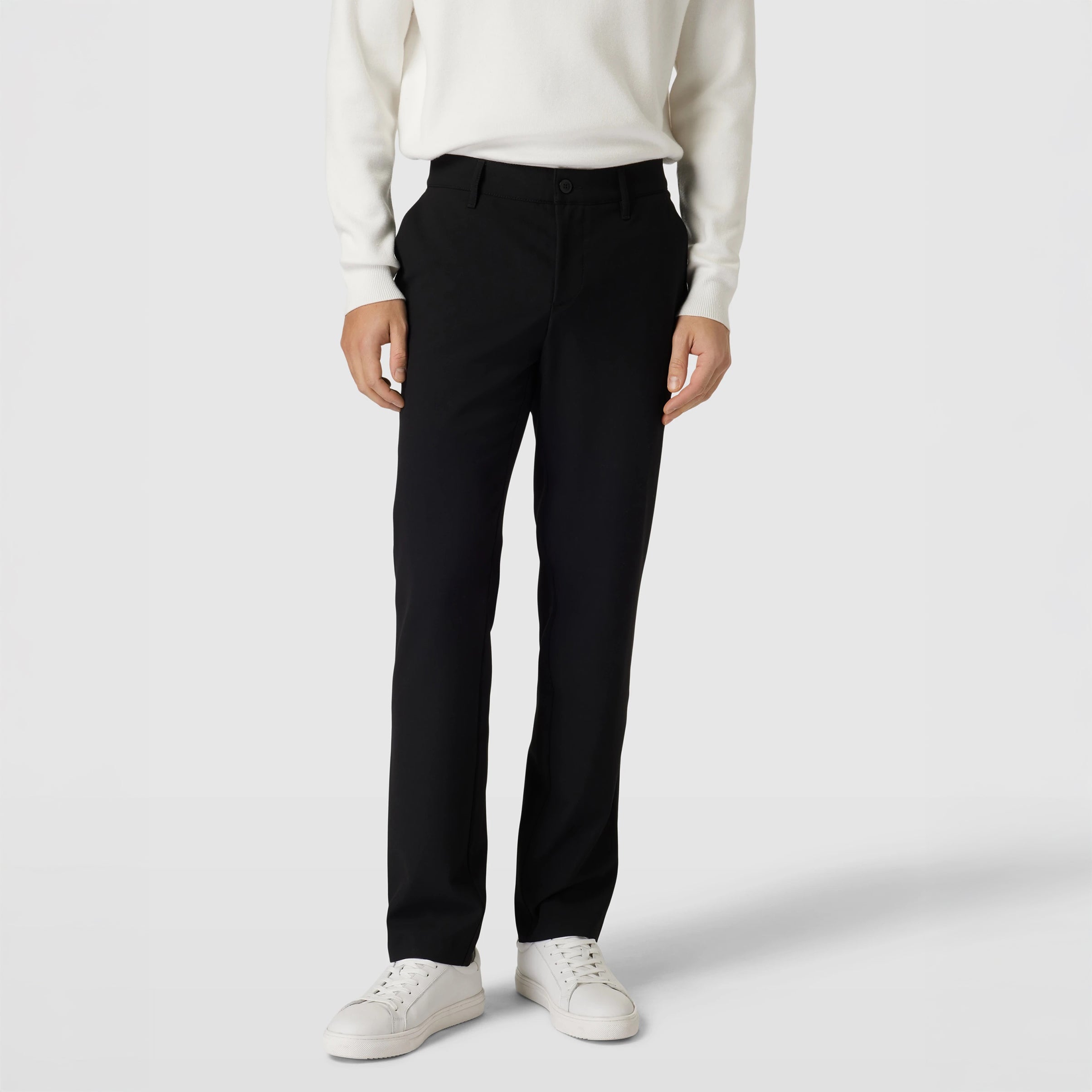 Black Ceramica technical-stretch slim fit flat-front dress pants by Alberto