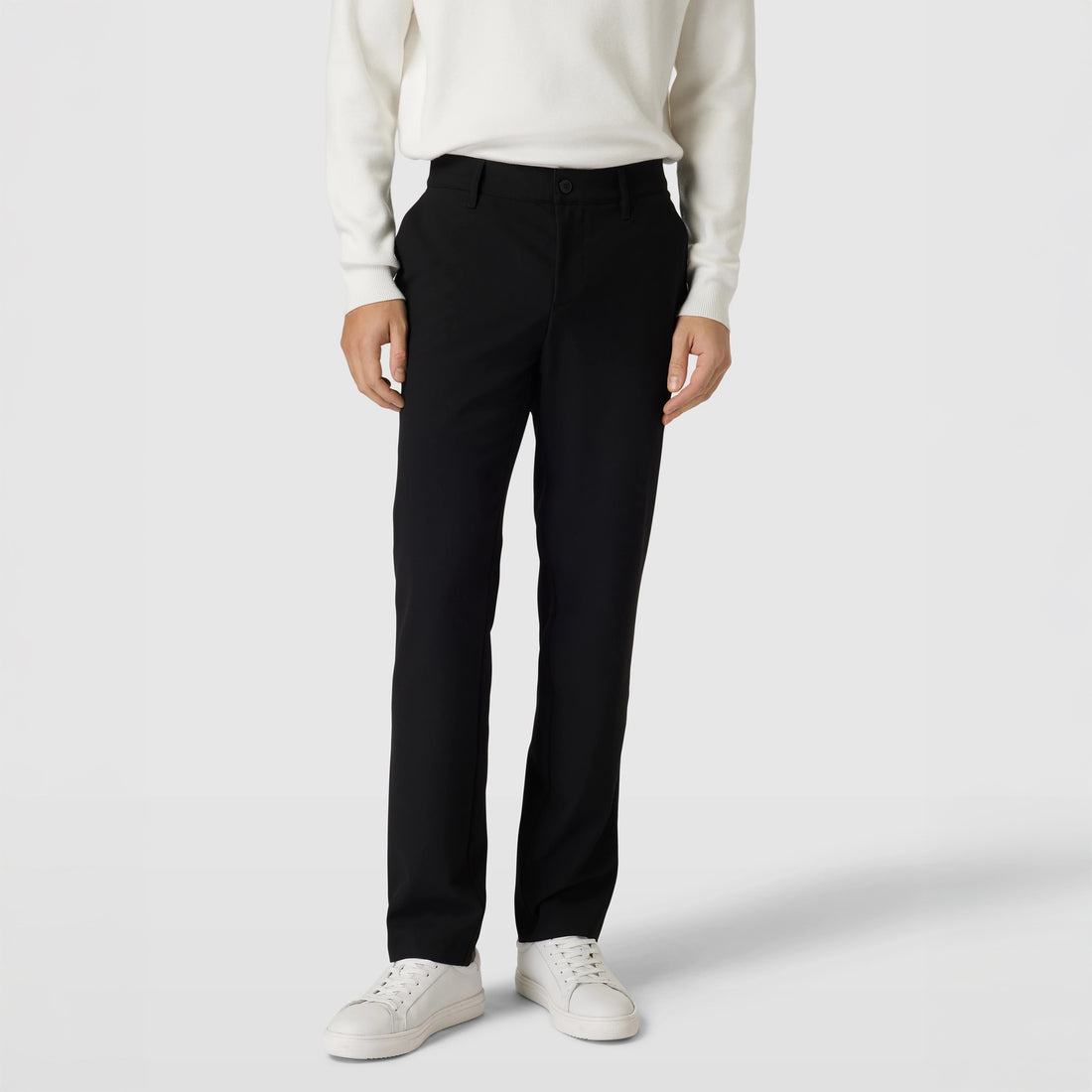 Black Ceramica technical-stretch slim fit flat-front dress pants by Alberto