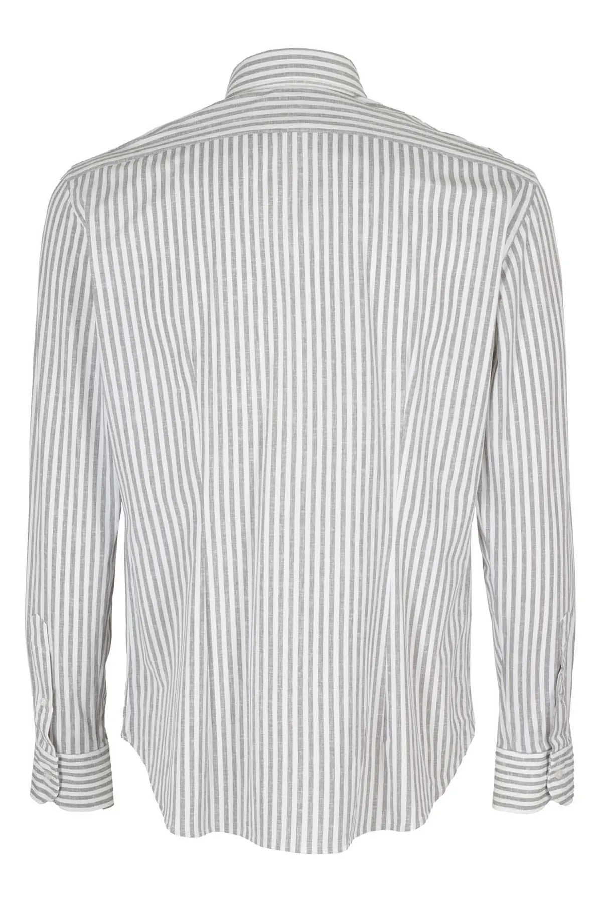 Gray Stripe Jersey Stretch Dress Shirt Slim Fit- Orian - Boutique Jacques International