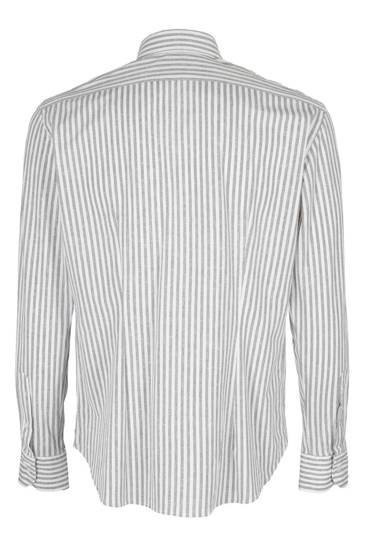 Gray Stripe Jersey Stretch Dress Shirt Slim Fit- Orian