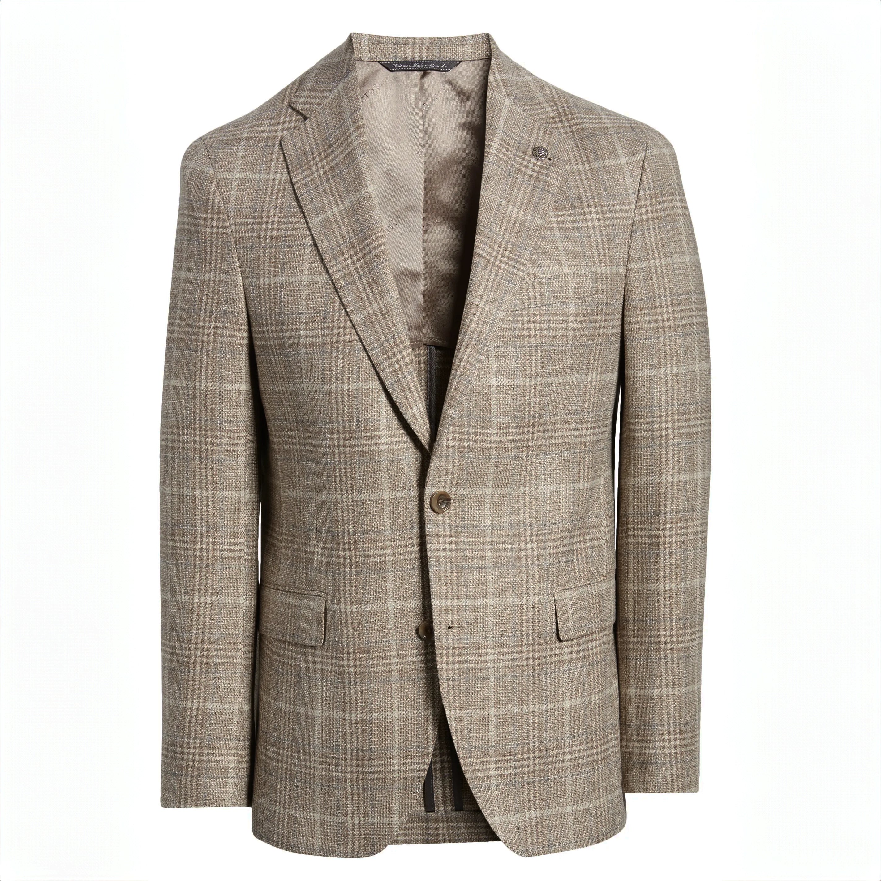 Taupe Prince-of-Wales Cotton-Wool McAllen Contemporary Fit Sport Jacket - Jack Victor 1913