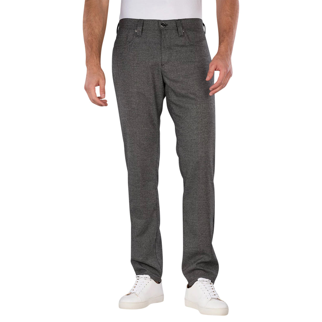 Gray Bi-Colour Ceramica Pipe Five Pocket Pants - ALBERTO