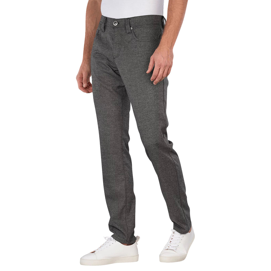 Gray Bi-Colour Ceramica Pipe Five Pocket Pants - ALBERTO