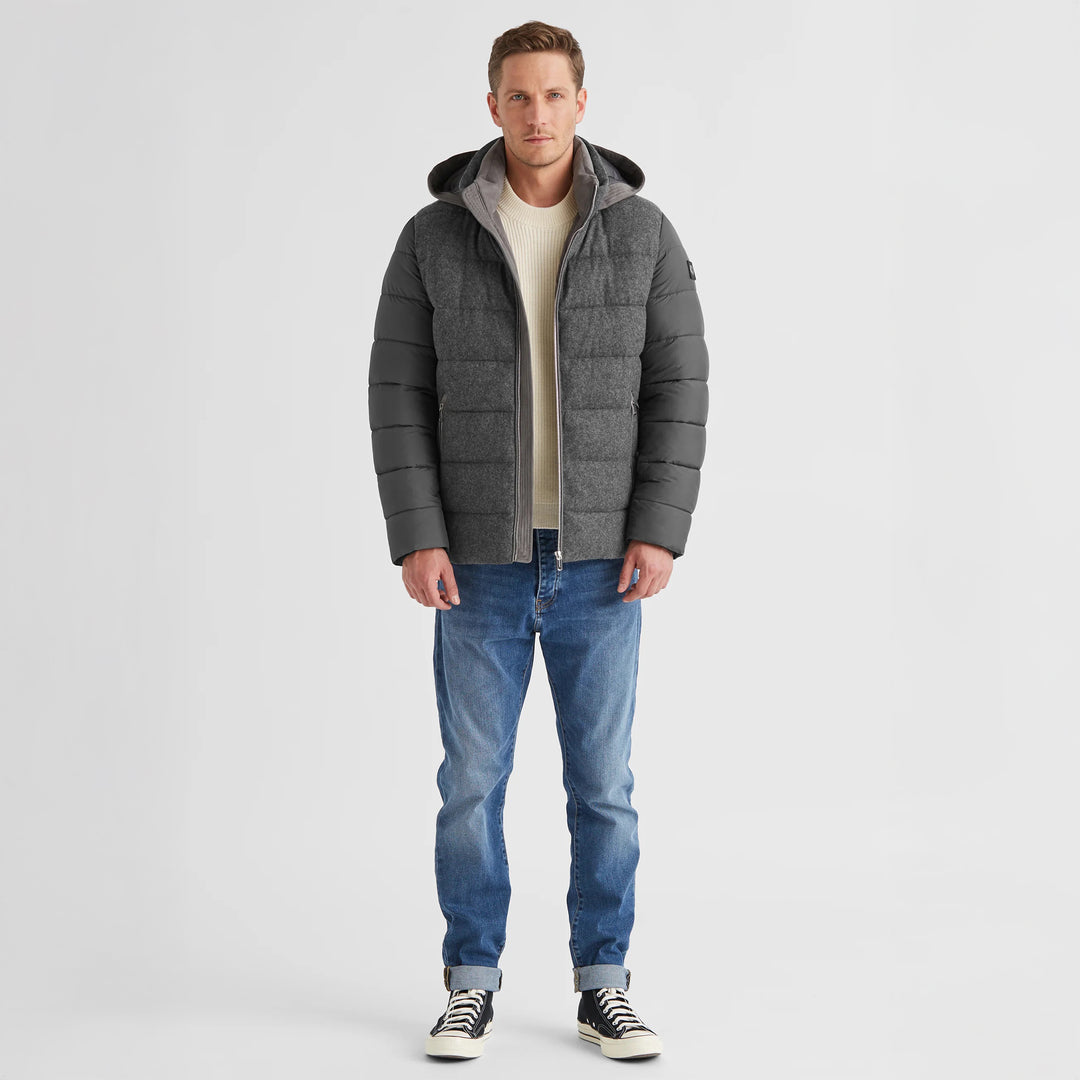 Gray Wool Hybrid Quilted Winter Coat - Milestone