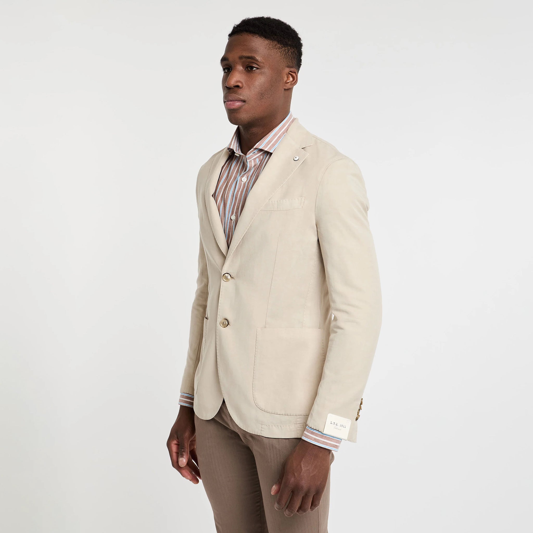 Light Beige Solid Lyocell-Linen-Cotton Unlined Sport Jacket - L.B.M 1911