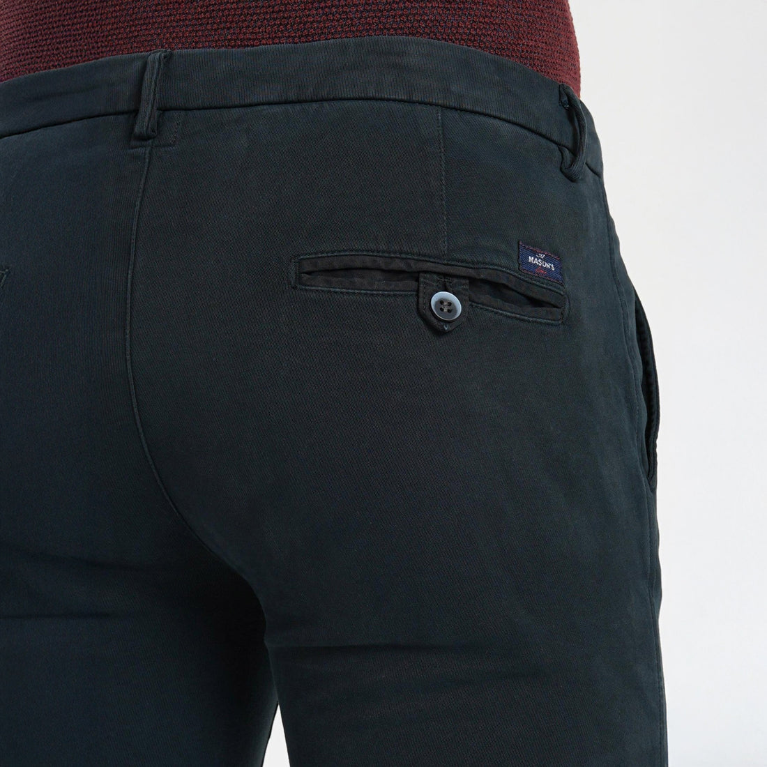 Navy Blue Twill Stretch Slim Fit Chino - Mason's