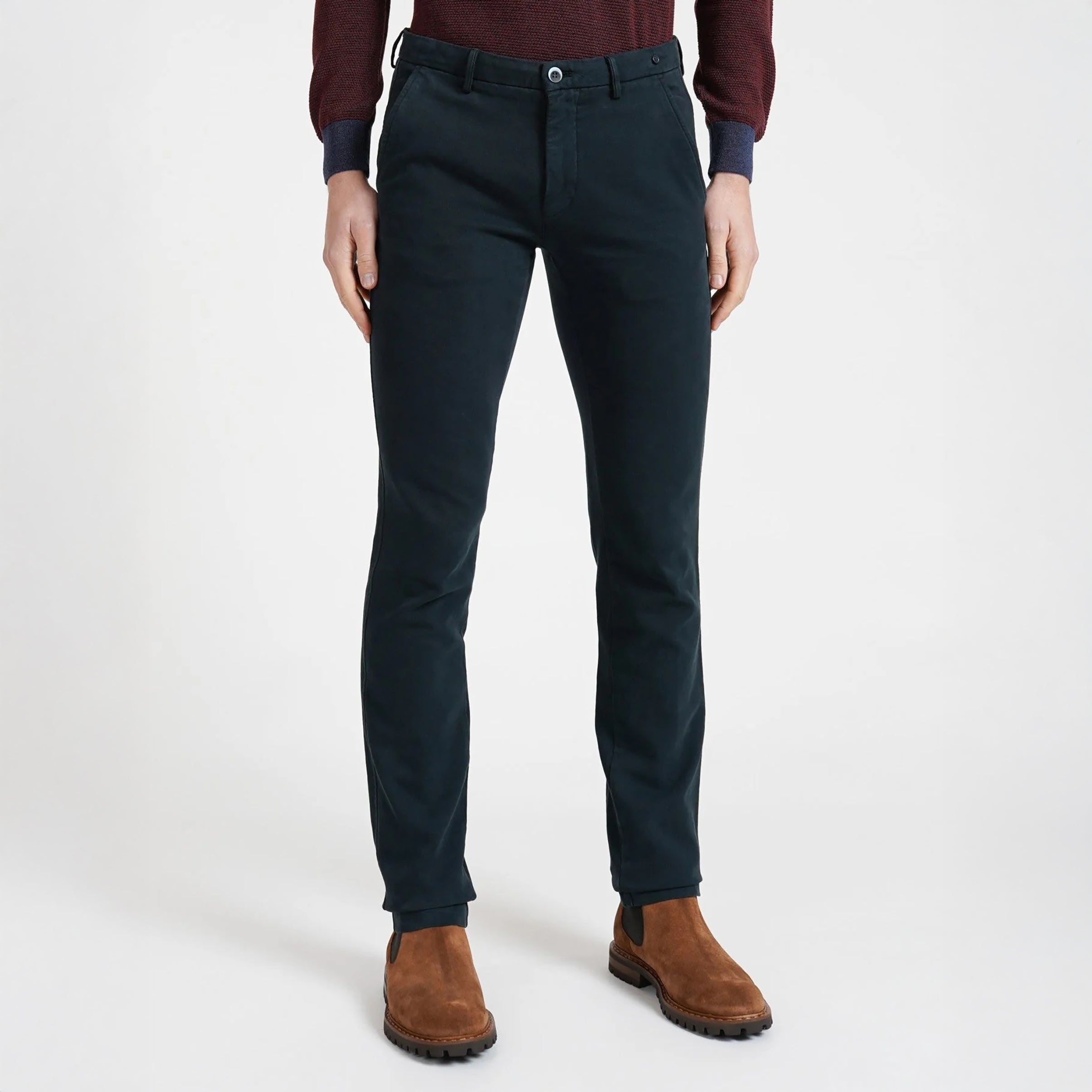 Navy Blue Twill Stretch Slim Fit Chino - Mason's