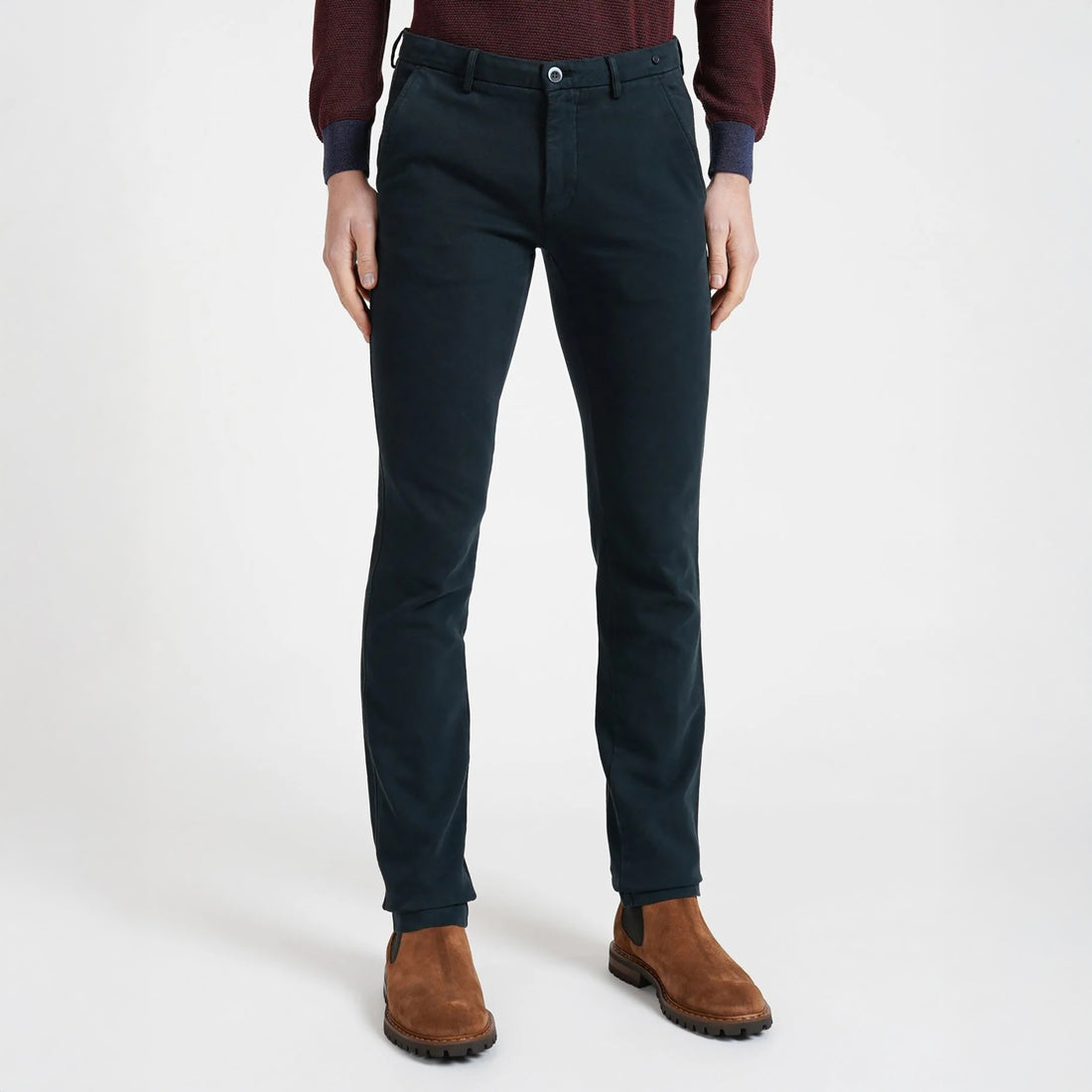 Navy Blue Twill Stretch Slim Fit Chino - Mason's